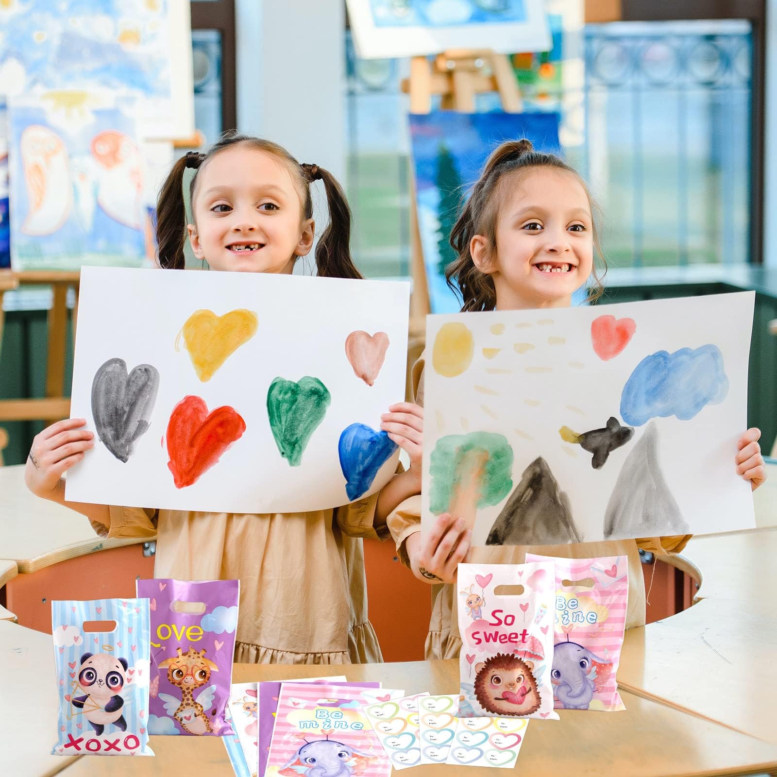 Valentine's Day Goodie Bags 24Pcs - Cute Treat Bags for Kids Party Favors, School Classroom Exchange, Gift Wrapping (Ceiba Tree Design) - Perfect for Valentine's Day Celebrations, Classroom Activities & Party Giveaways