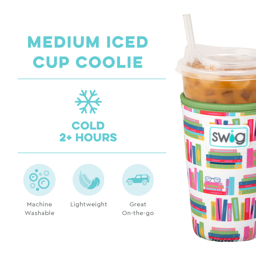 Book Club Medium Iced Cup Coolie - Insulated Coffee Sleeve for 16oz Tumblers - Perfect for Book Lovers, Coffee Shops & Reading Nook Beverages