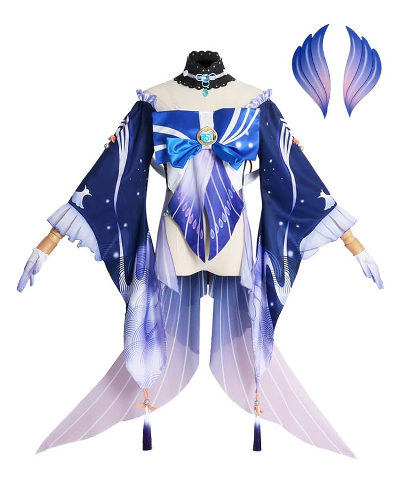 Genshin Impact Kokomi Cosplay Costume Full Set with Headpiece - Official Character Roleplay Outfit for Halloween, Anime Conventions & Themed Parties