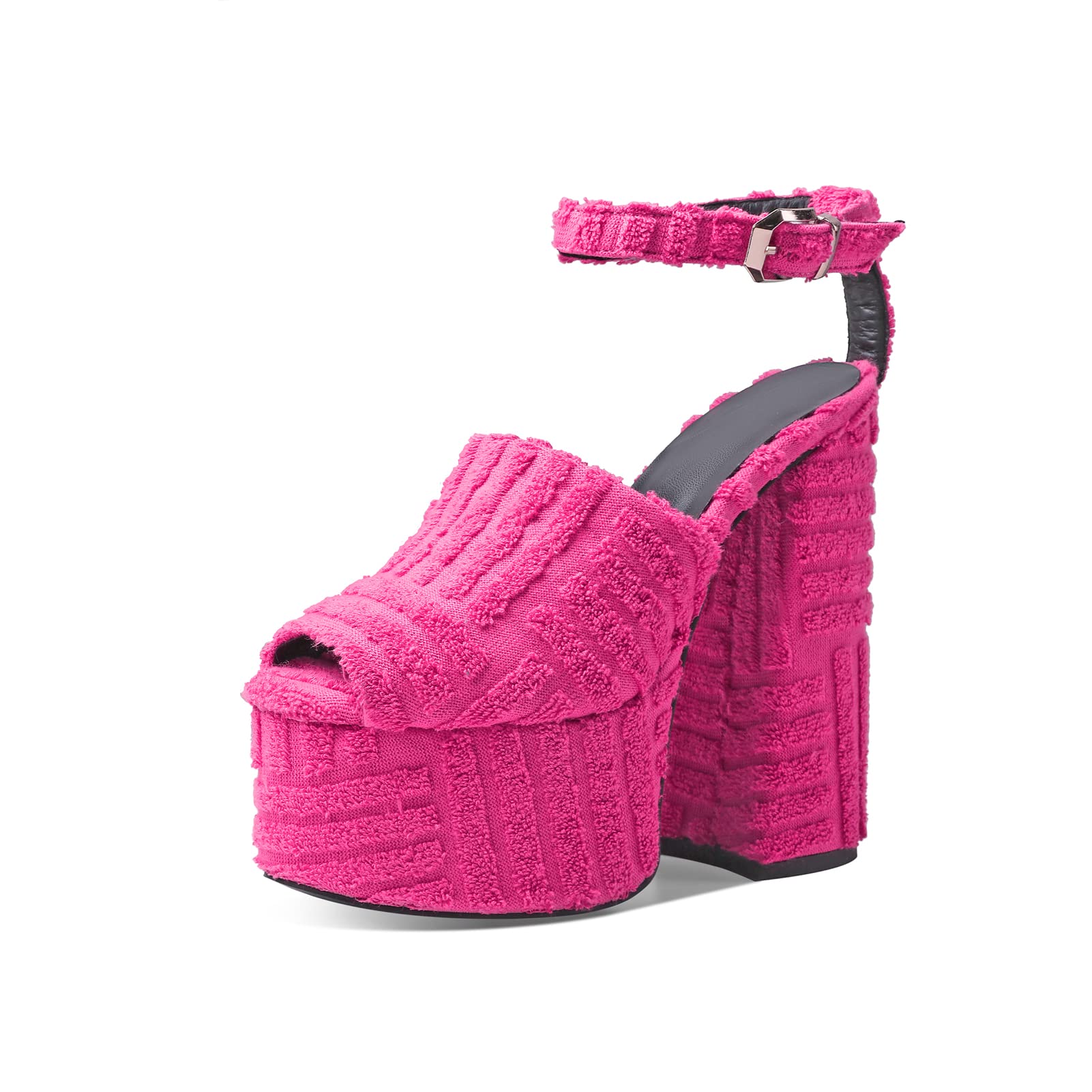 Women's Peep Toe Platform Sandals with Chunky Heel & Ankle Strap Buckles - Comfortable High Heel Shoes for Summer, Parties & Weddings