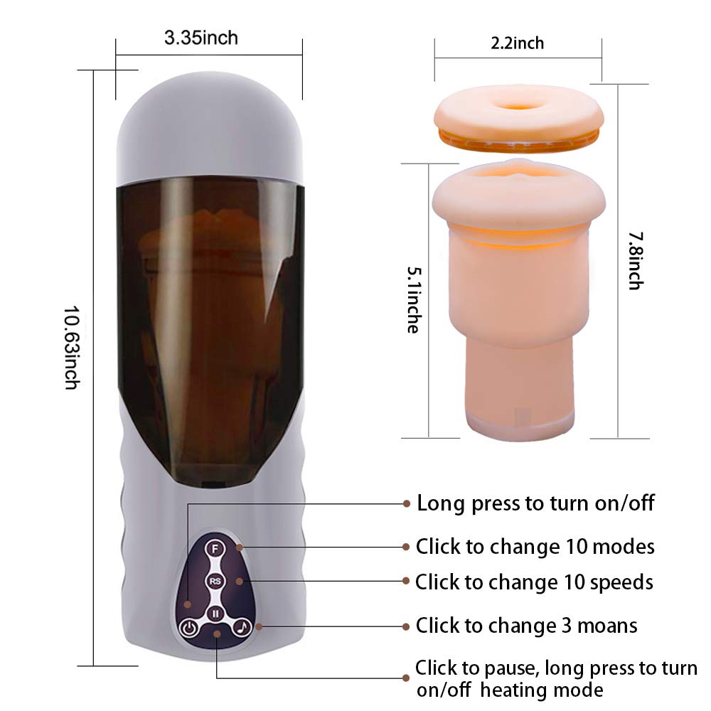 WeDol Automatic Male Masturbator Cup - 10 Thrusting Speeds & 10 Vibration Modes with Heating Function, Realistic Vagina Stroker for Oral & Dual Stimulation | Perfect for Solo Play, Couples Fun & Discreet Adult Pleasure