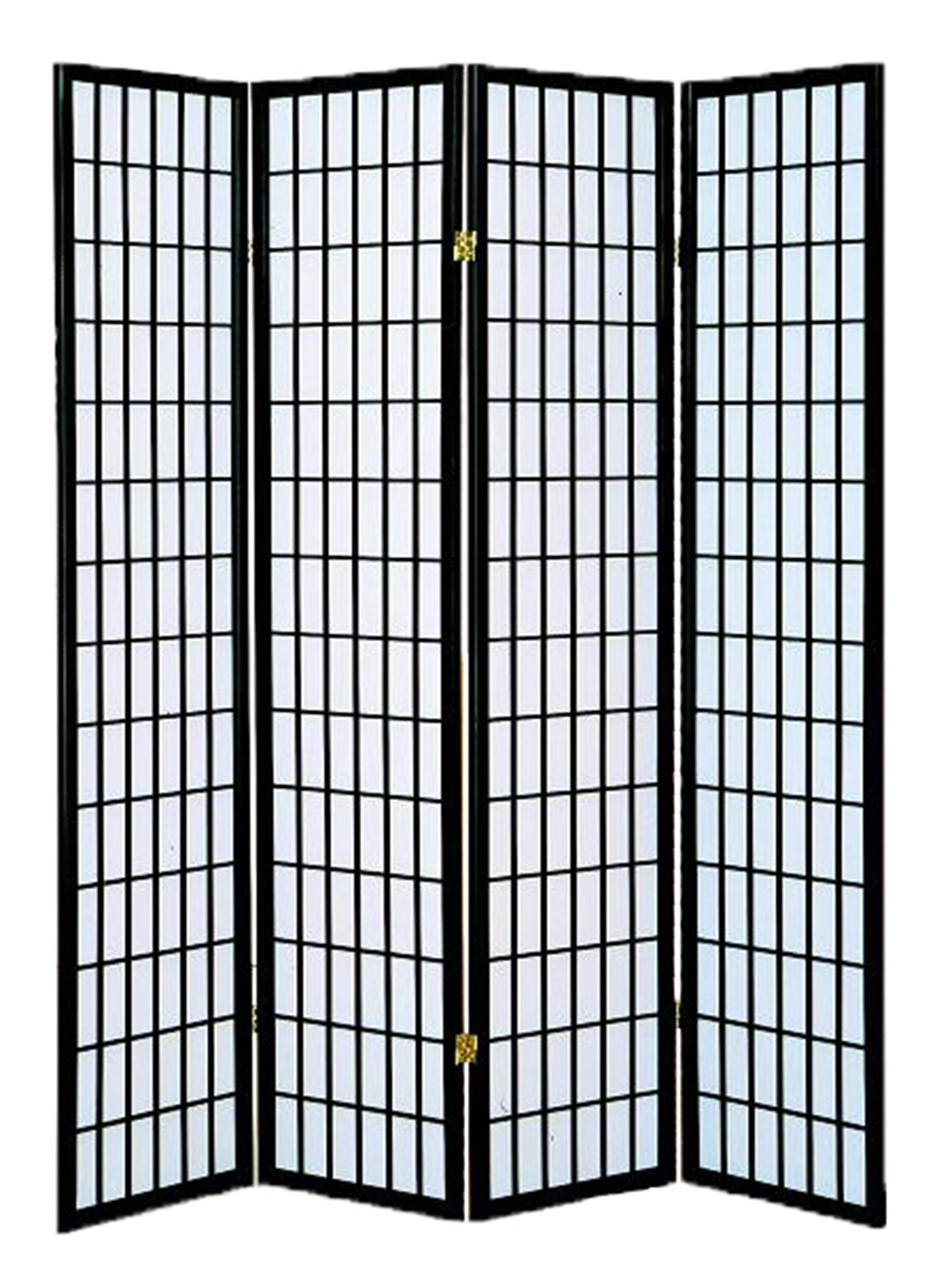 4-Panel Black Room Divider Screen - Privacy Partition for Home, Office, Dorm or Studio - Folding Decorative Room Separator for Living Spaces