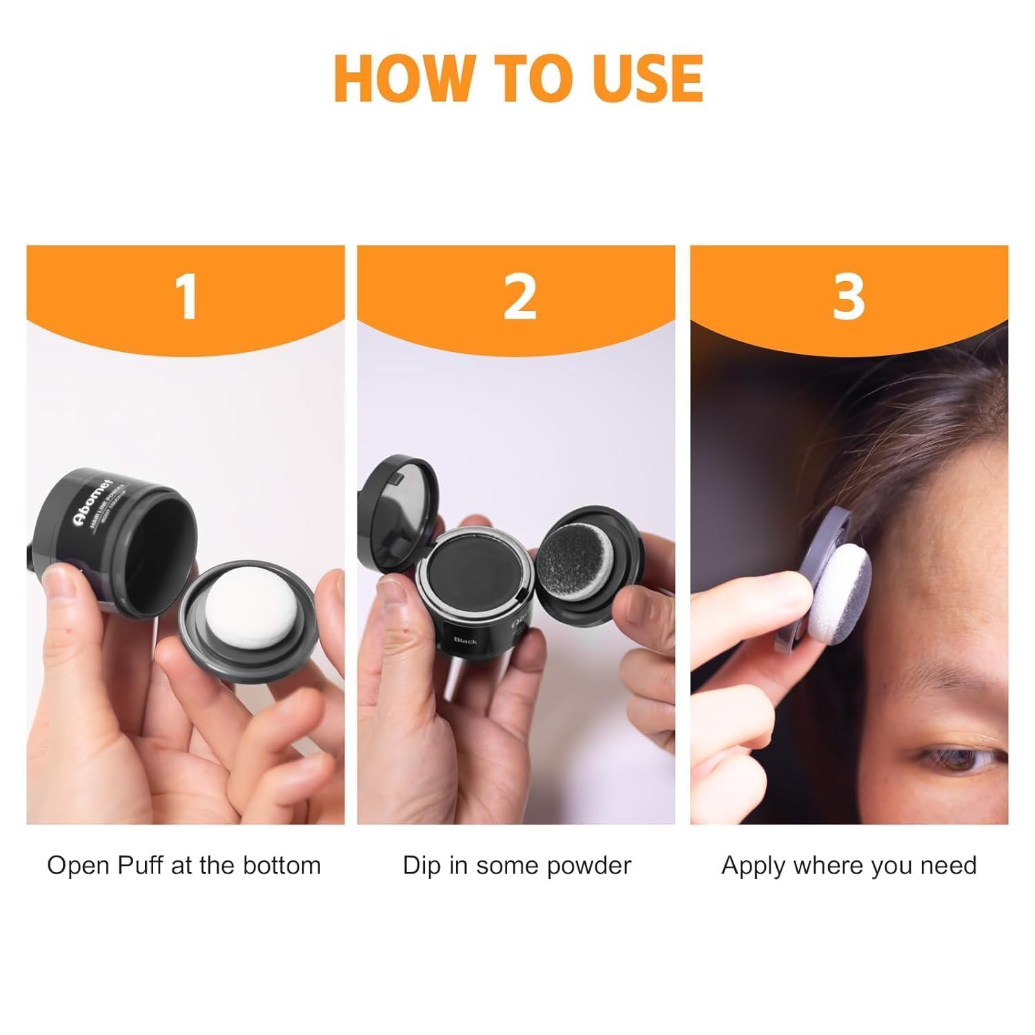 Natural Hairline Powder & Shading Sponge Pen - Black Hair Root Touch-Up Stick for Gray Coverage | Quick Hairline Shadow Powder for Men & Women | Perfect for Daily Use, Travel & Special Occasions