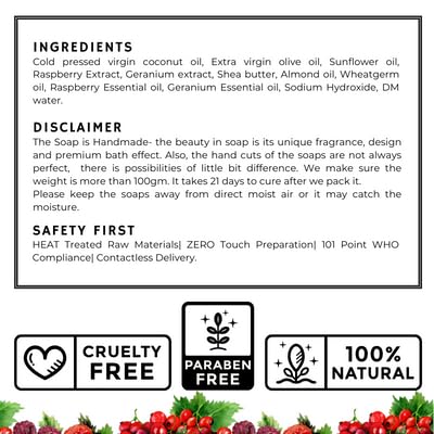 KEEF Anti-Aging Raspberry Soap Bar with Almond Oil & Wheatgerm Oil - Moisturizing for Dry, Oily & Sensitive Skin - Reduces Wrinkles - Perfect for Daily Skincare Routine & Spa Treatments