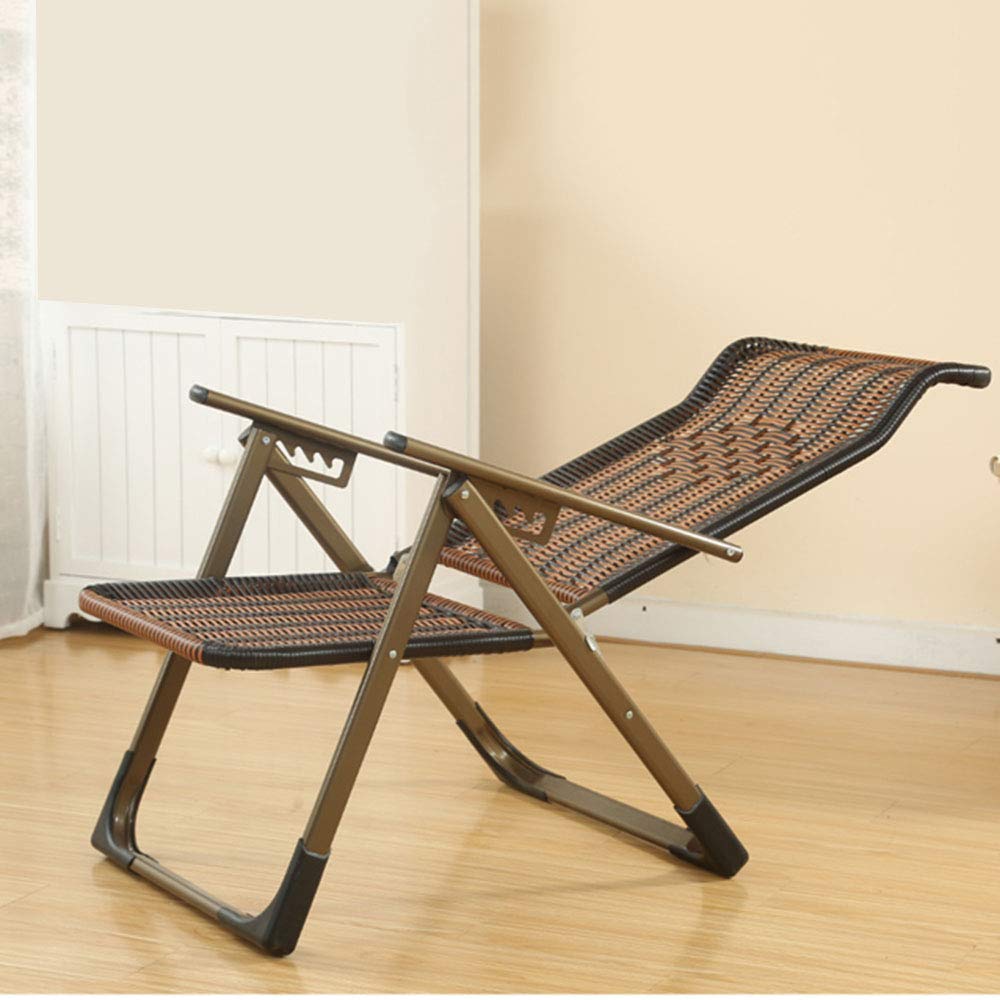 Foldable Recliner Chair with Bamboo Mat & Backrest - Portable Wicker Lounge Chair for Office, Living Room, Patio, and Summer Relaxation