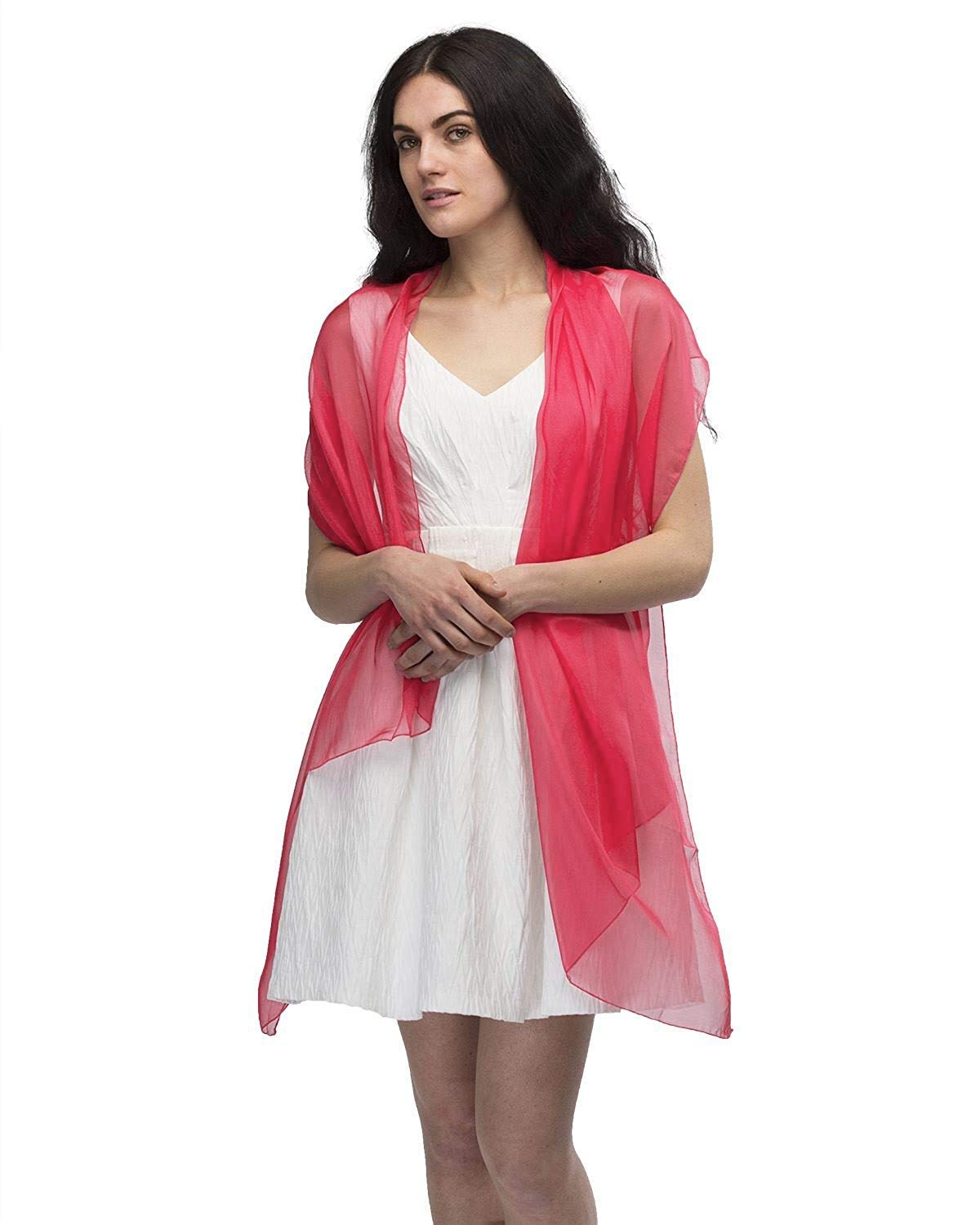 Lightweight TMS Soft Chiffon Scarf for Women - Elegant Sheer Cover Up Shawl, Beach Wrap & Party Accessory - Perfect for Summer Outfits, Weddings and Evening Events
