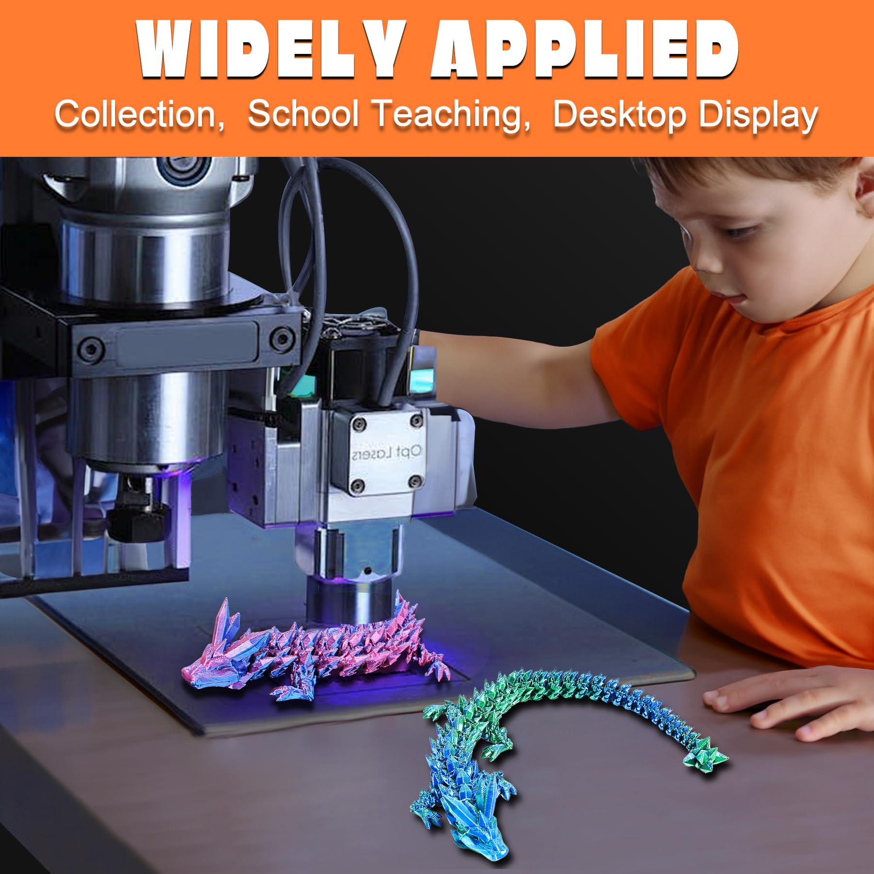 3D Printed Crystal Dragon Fidget Toys - 2PCS for Home & Office Decor