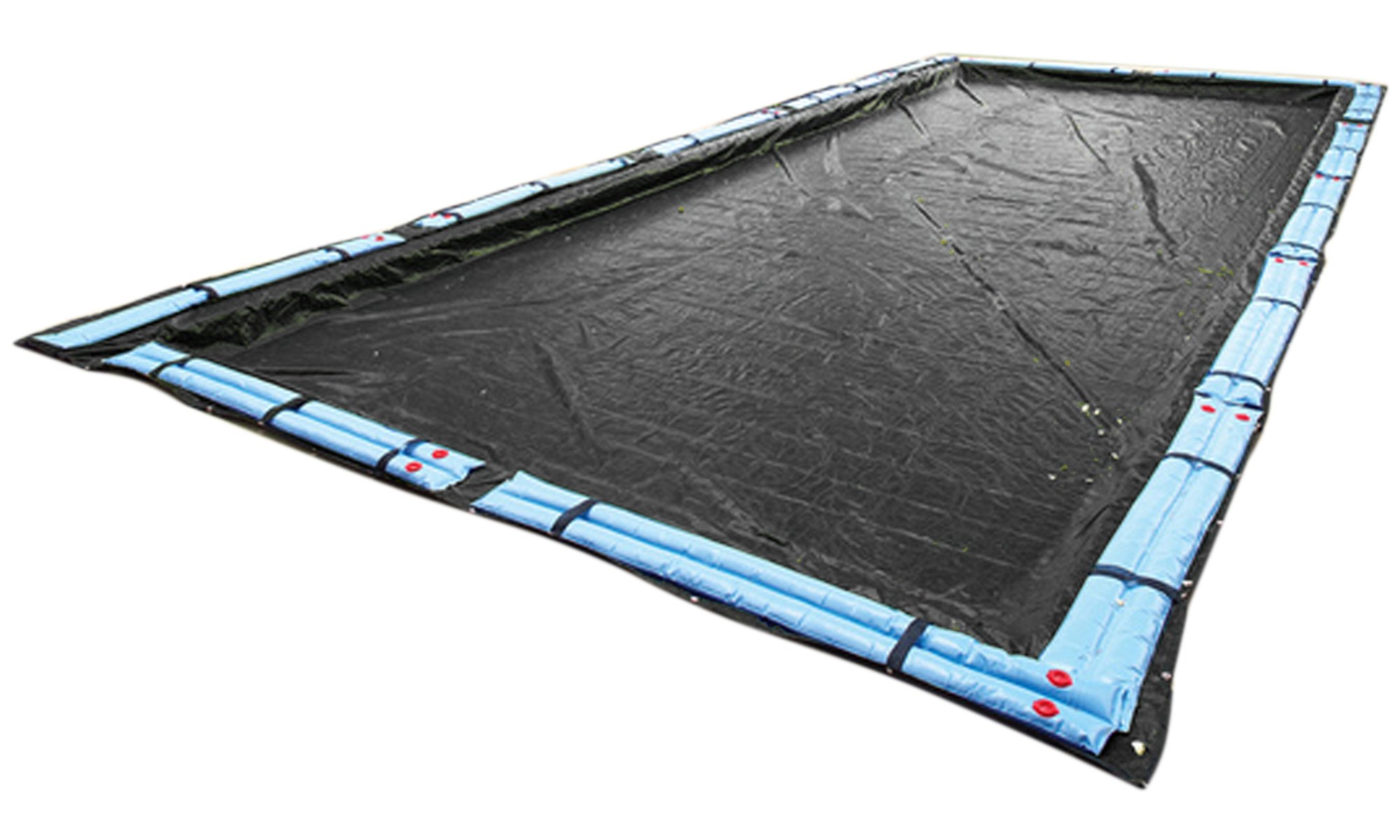 Buffalo Blizzard Deluxe Winter Pool Cover with Water Bags - 14x28 ft Rectangle In-Ground Swimming Pool Cover | Heavy Duty Blue/Black | 5 ft Overlap (19x33 ft) | Perfect for Winter Protection & Snow Load Resistance