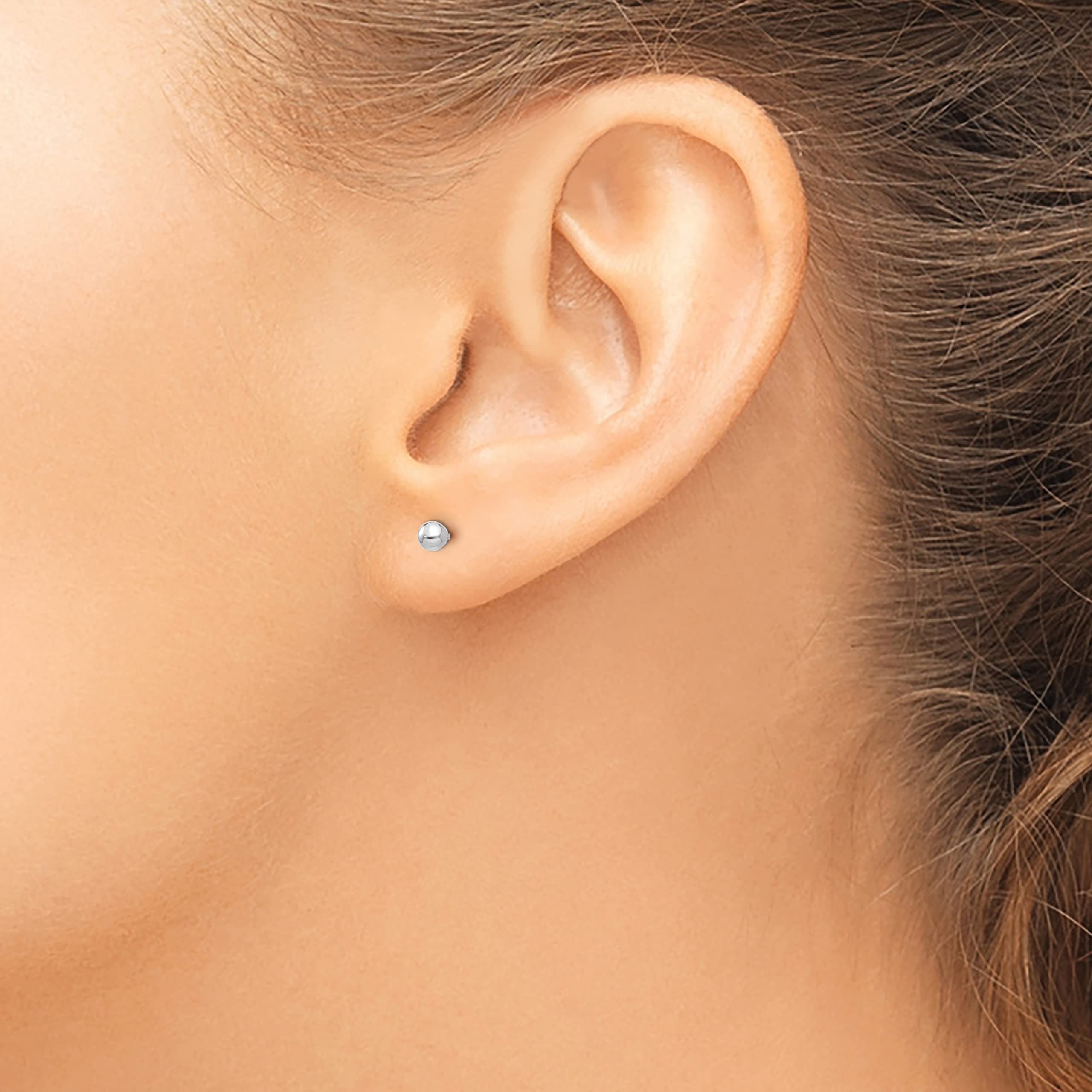 14K Solid White Gold 3mm Ball Stud Earrings for Women - Classic Minimalist Jewelry for Everyday Wear, Gifts & Special Occasions