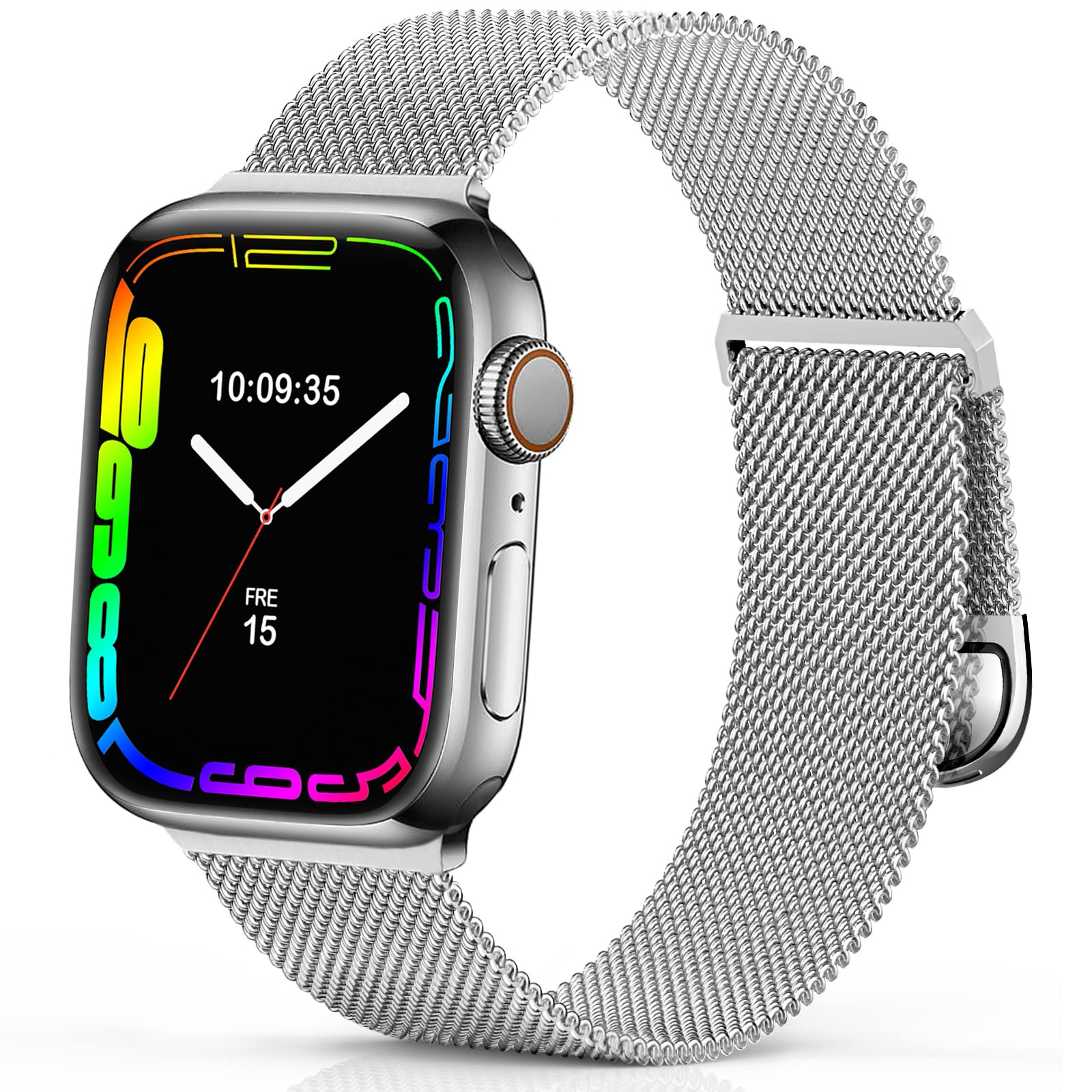 Stainless Steel Magnetic Mesh Band for Apple Watch Series 1/2/3/4/5/6/7/8/SE/Ultra - Adjustable Replacement Strap Compatible with 38mm 40mm 41mm 42mm 44mm 45mm 49mm iWatch - Perfect for Workouts, Office & Everyday Wear