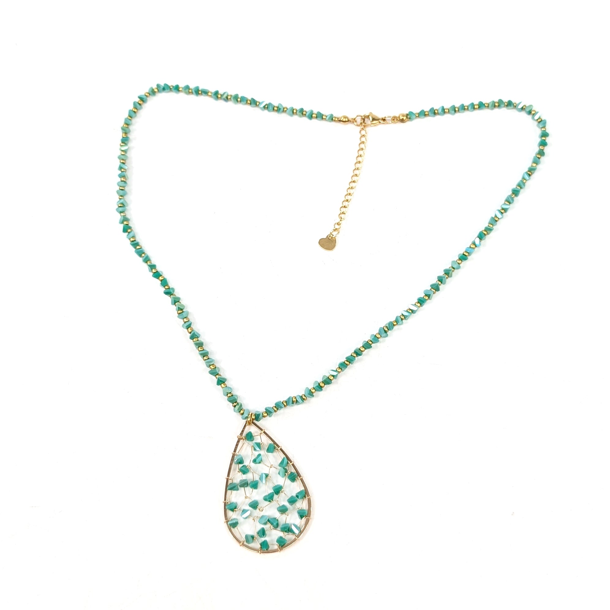 Elegant Tear Drop Crystal Necklace with Turquoise Stone – Perfect for Weddings, Parties & Everyday Jewelry