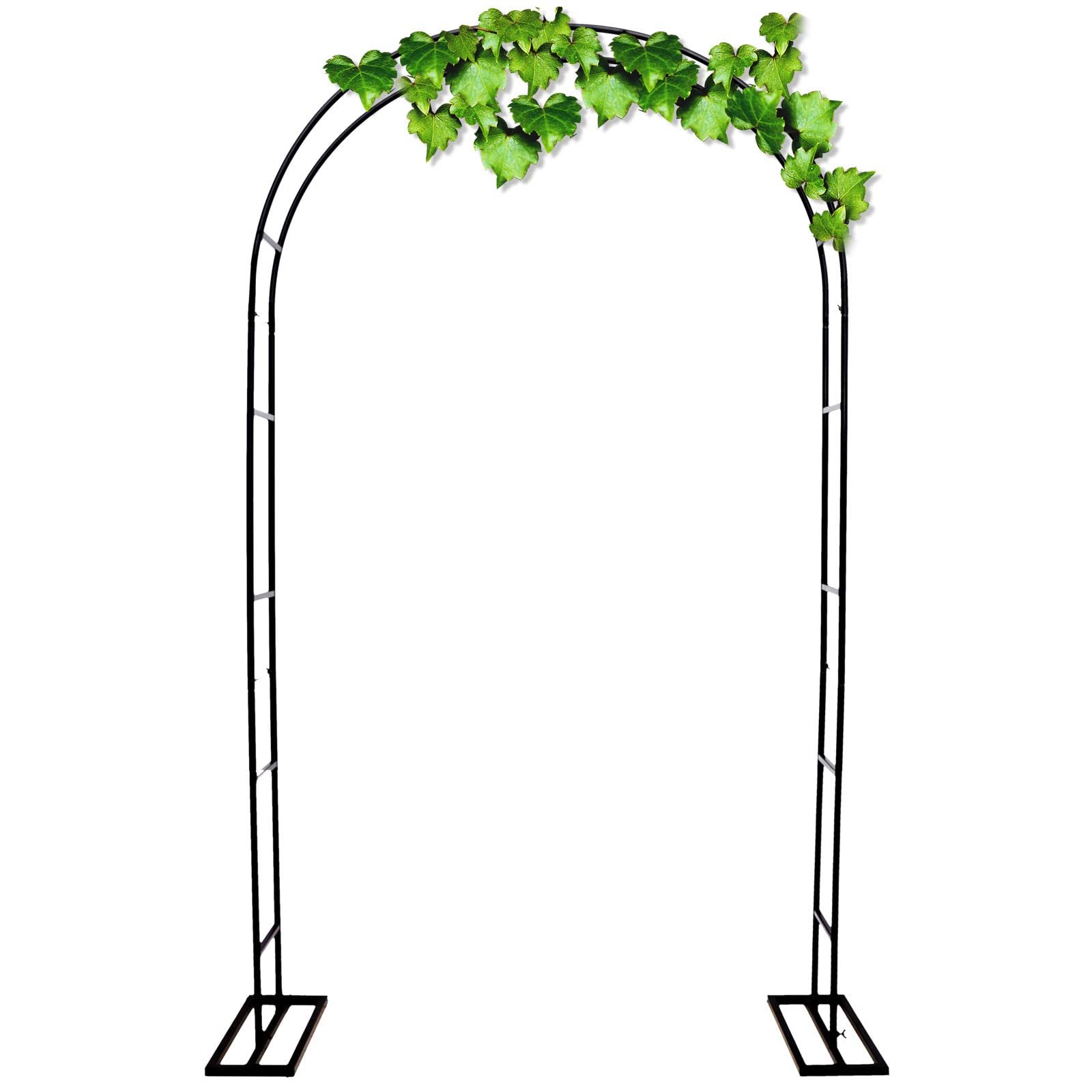 7.7ft Black Metal Garden Arch Arbor for Wedding Ceremony & Climbing Plants - 4ft Wide Trellis Archway with Balloon Decoration - Perfect for Outdoor Weddings, Garden Parties & Vine Support