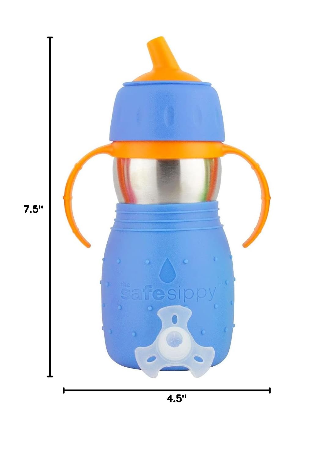Kid Basix Safe Sippy Stainless Steel Baby Cup - BPA Free, Dishwasher Safe 11oz Toddler Drinking Bottle with Round Spout | Perfect for Travel, School, Playtime & Everyday Use - Blue