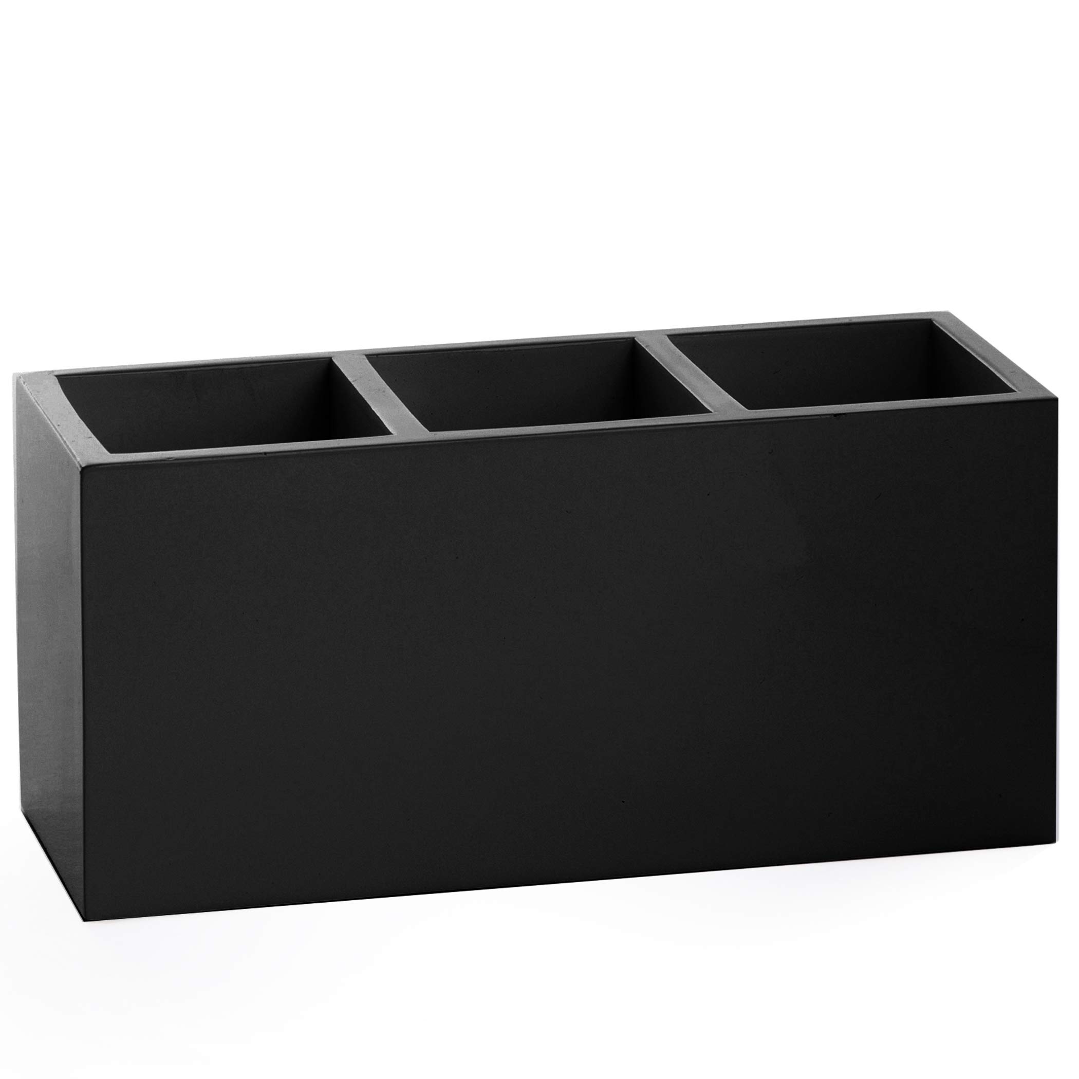 BINO 3 Compartment Organizer - Makeup Brush Holder & Office Supply Organizer - Multi-Purpose Storage Box for Cosmetics, Stationery, Desk Accessories - Matte Black - Perfect for Vanity, Bathroom, Office & Travel Organization
