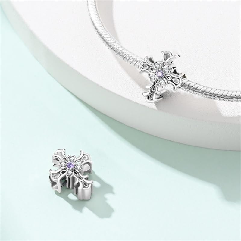 925 Sterling Silver Cross Charm Beads for Bracelets & Necklaces - Romantic Classical Jewelry Gift for Women, Family & Friends - Perfect for Birthdays, Anniversaries & Special Occasions