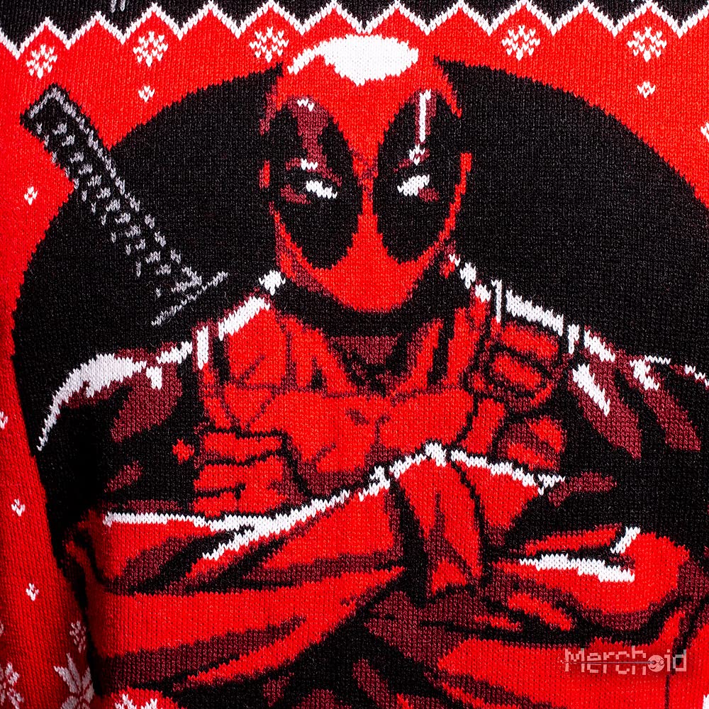 Deadpool Ugly Christmas Sweater for Men & Women - Marvel Xmas Gift - Funny Holiday Party Outfit for Cosplay, Office Party & Family Gatherings