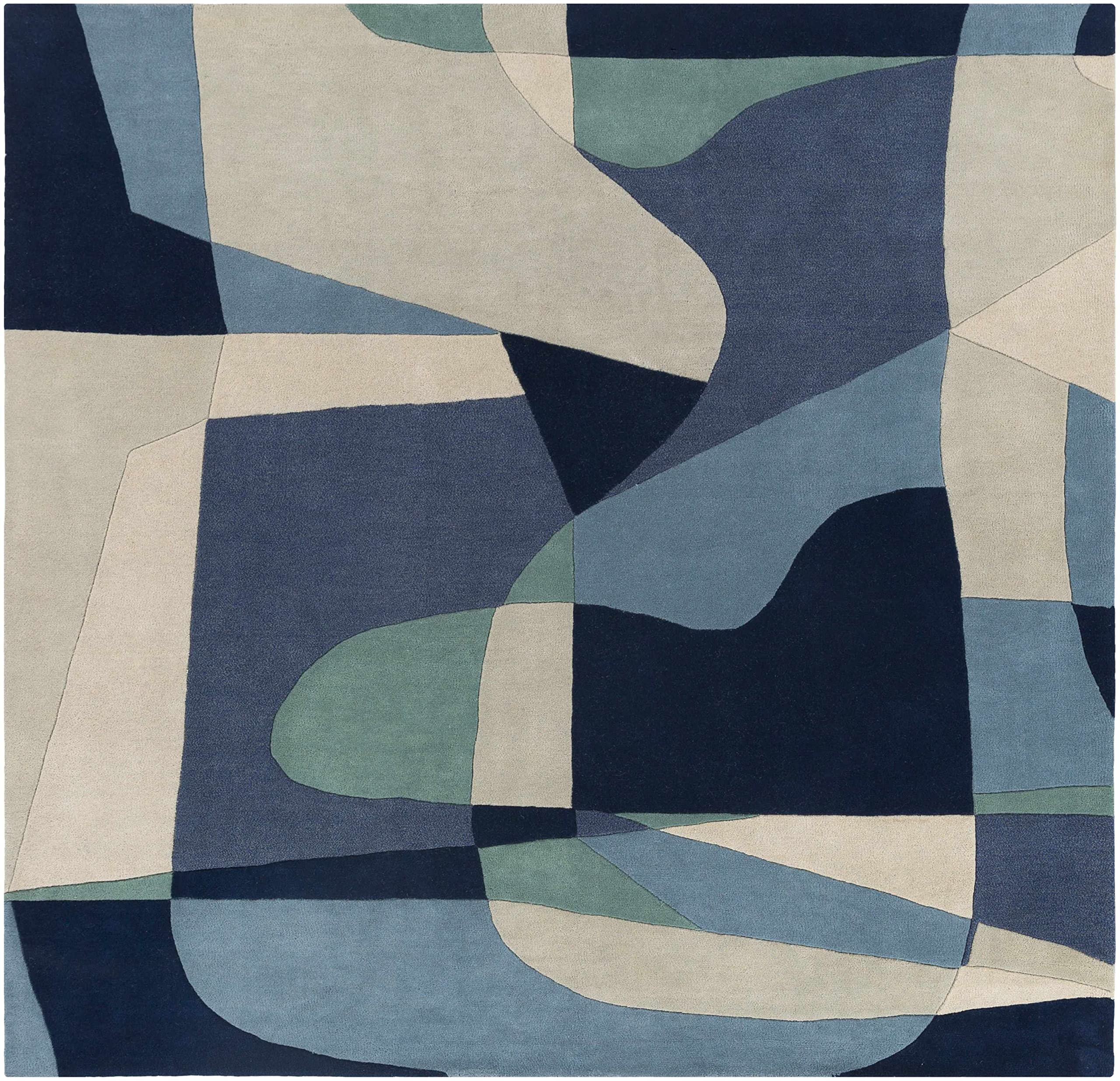 Hauteloom Crawfordsville Wool Area Rug 9' x 12' - Modern Blue & Green Handwoven Rug for Living Room, Bedroom - Soft & Durable Home Decor - Perfect for Cozy Spaces & High-Traffic Areas