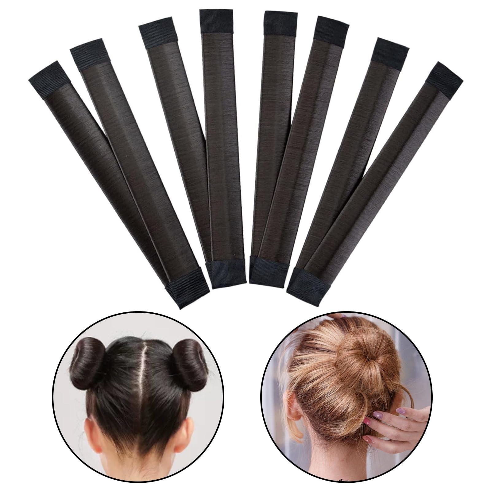 4 Pcs Dark Brown Hair Bun Maker for Women & Kids - No Pin Needed, Easy-to-Use Donut Bun Hair Accessories for School, Work, Party & Everyday Hairstyles