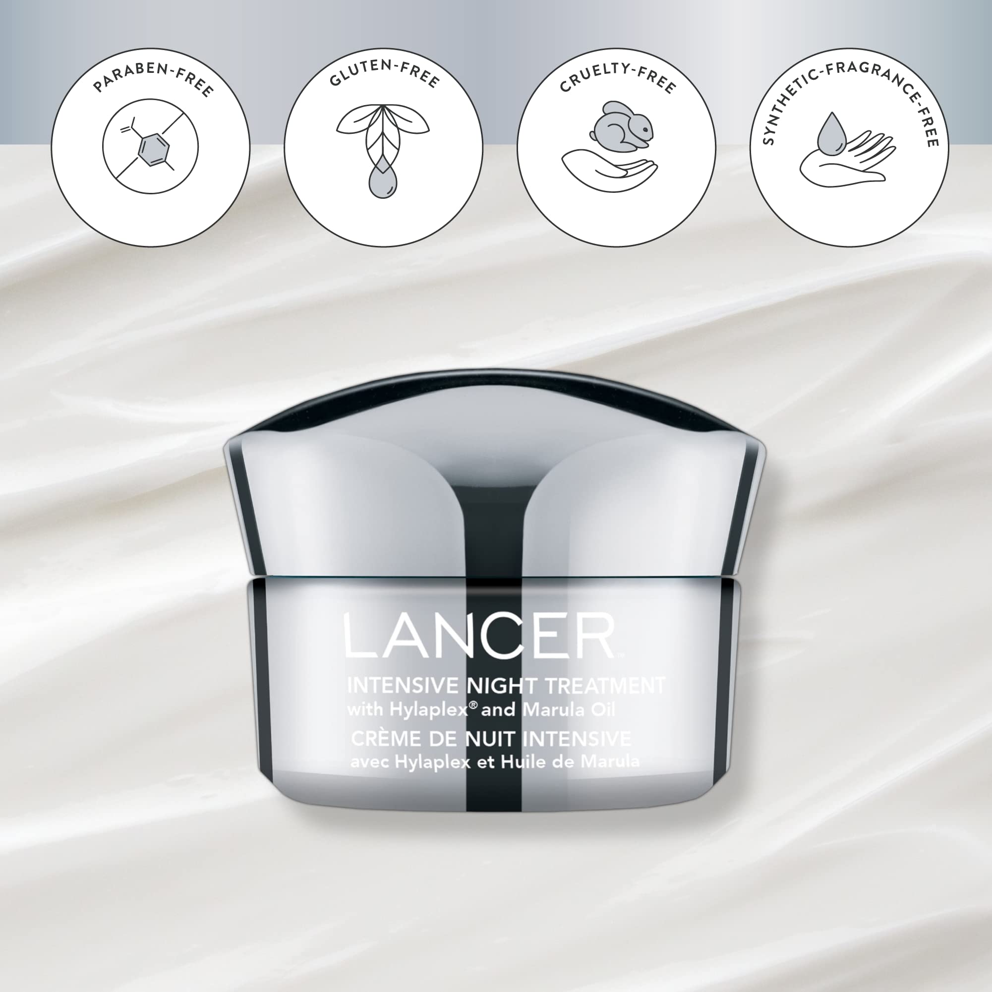 Lancer Skincare Intensive Night Treatment with Hylaplex & Marula Oil - Anti-Aging Moisturizer for Dry Skin, 1.7 Fl Oz - Perfect for Nighttime Skincare Routine & Wrinkle Reduction