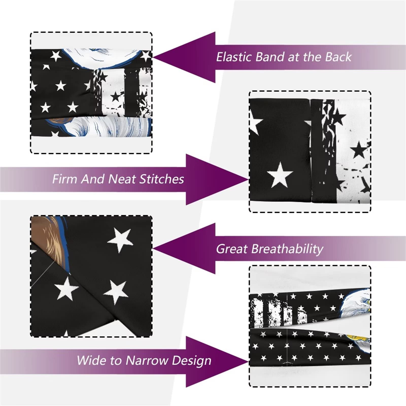 4 Pack Moon Star Print Sports Headbands for Women & Men - Non-Slip Workout Headband, Running Sweatband with Moisture Wicking Technology - Perfect for Yoga, Gym, Tennis & Outdoor Activities