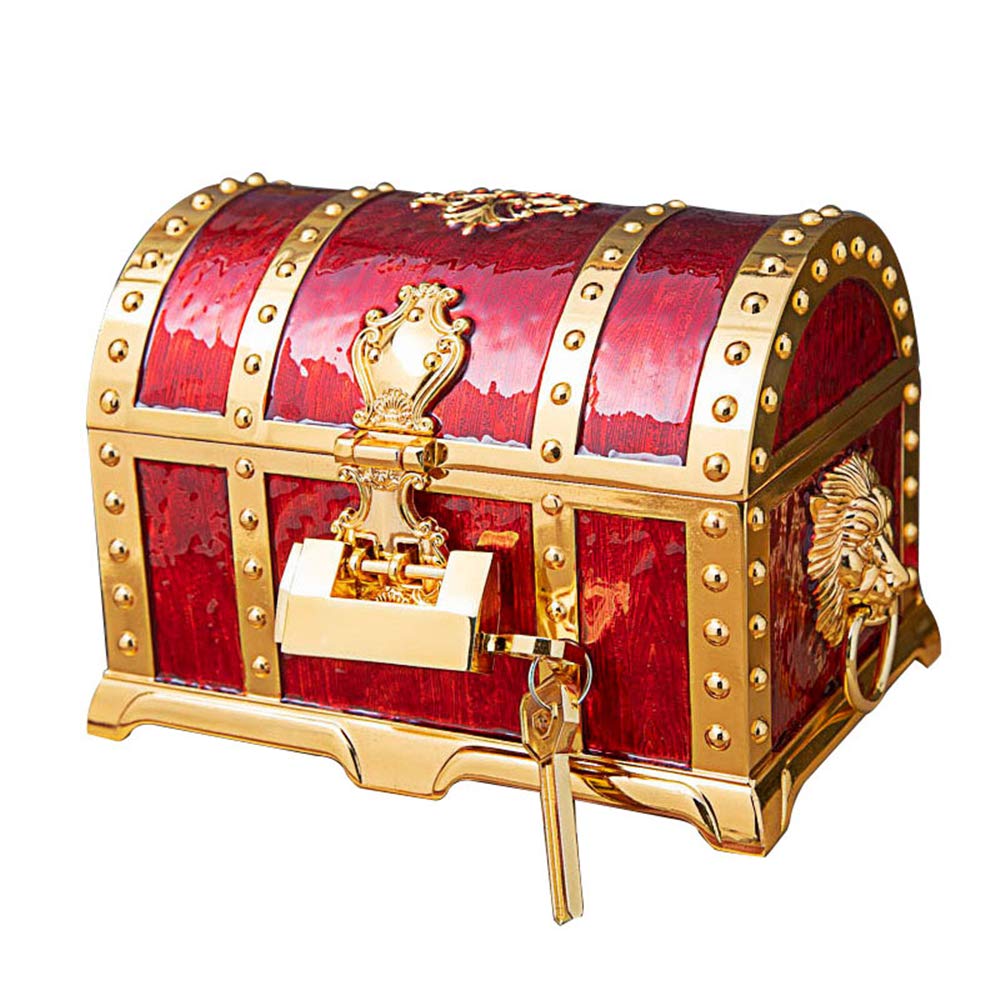 Vintage European Style Metal Jewelry Box with Lock - Creative Multi-Layer Pirate Treasure Trinket Box for Necklace, Ring & Bracelet Storage - Perfect Gift for Women & Girls (Gold) - Home Decor & Travel Organizer