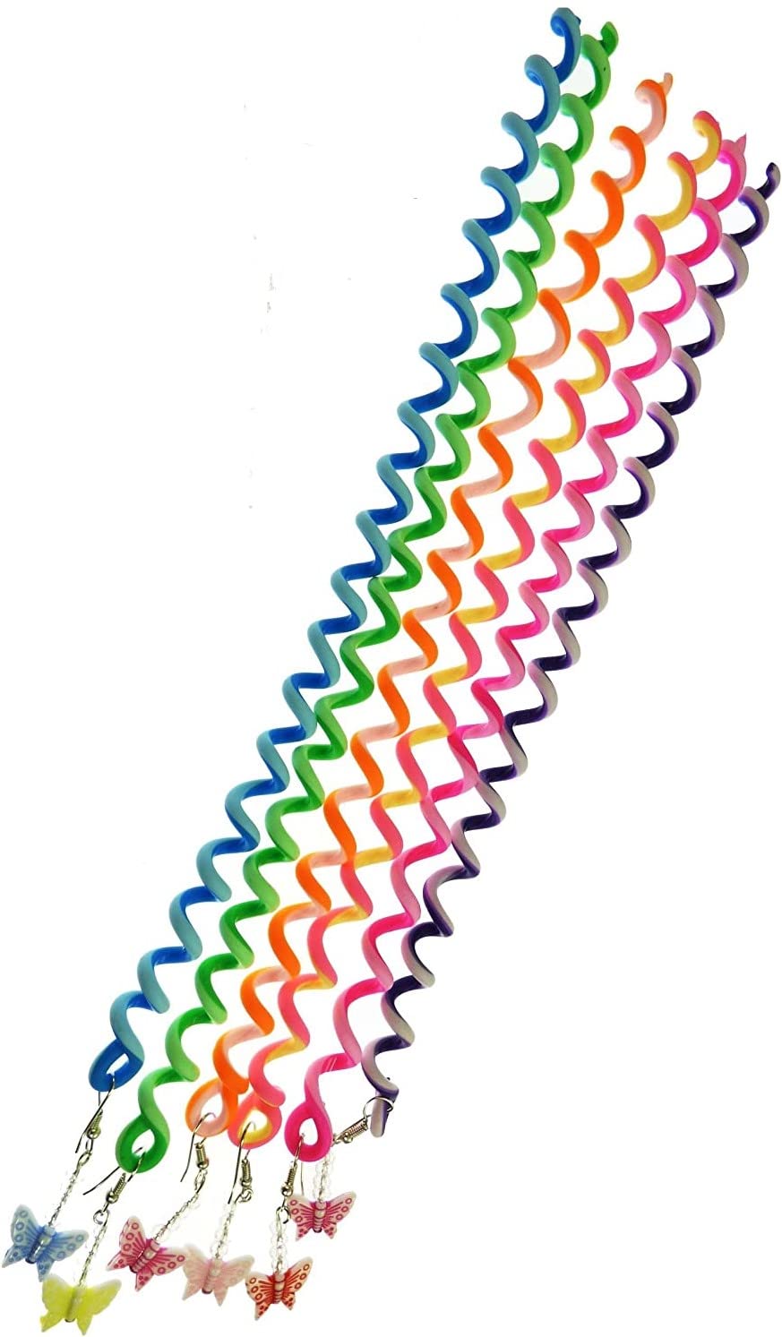 Mytoptrendz® 6-Pack Long Spiral Swirl Twister Braider Clips - Flexible Wire Hair Twist Styling Wraps with Colorful Butterfly Charms & Crystal Beads - Perfect for Girls Hair Accessories, Braiding, and Party Hairstyles