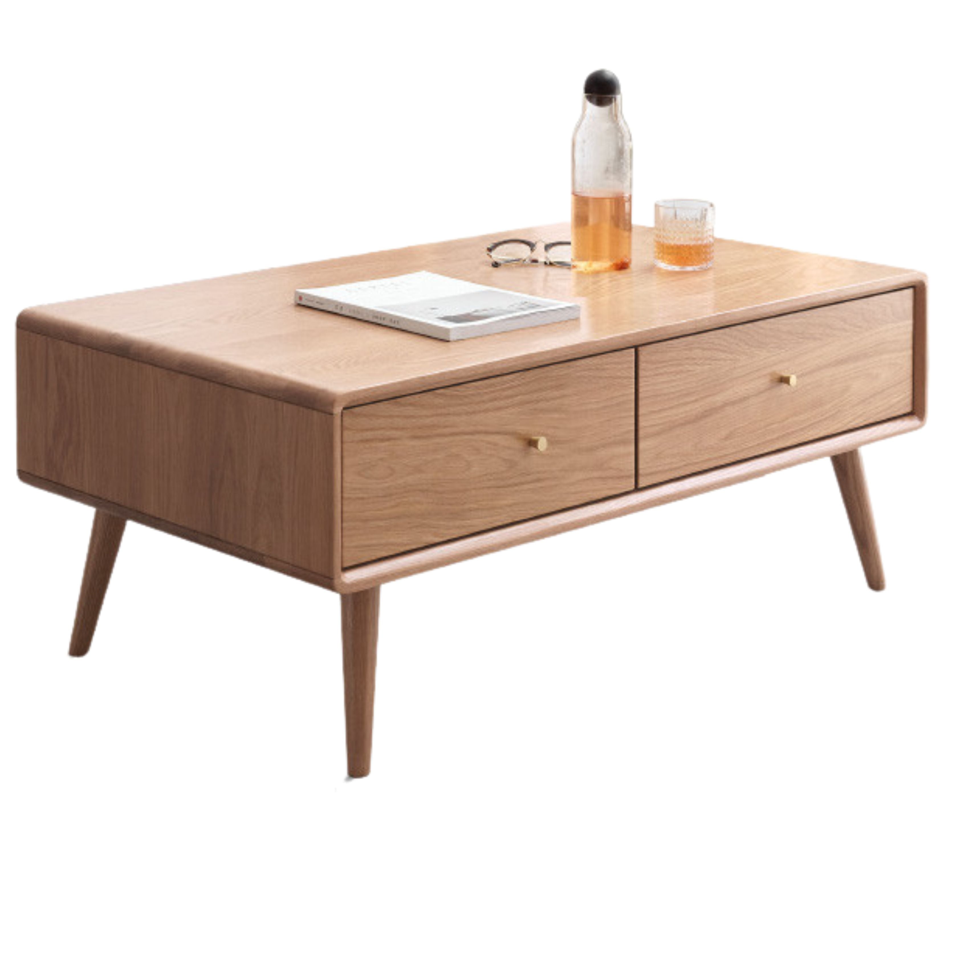 Solid Oak and Ash Wood Modern Nordic Coffee Table - Minimalist Living Room Furniture for Small Spaces and Apartments