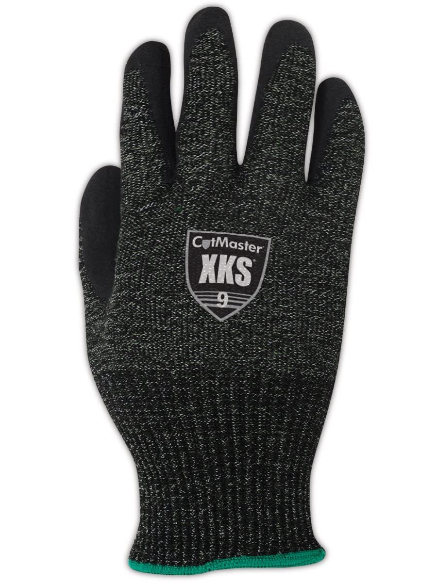 CutMaster XKS5007 NitriX Grip Cut-Resistant Gloves - Level 4 Protection, 7-Inch Black Safety Gloves (1 Dozen) - Ideal for Food Processing, Construction & Industrial Work