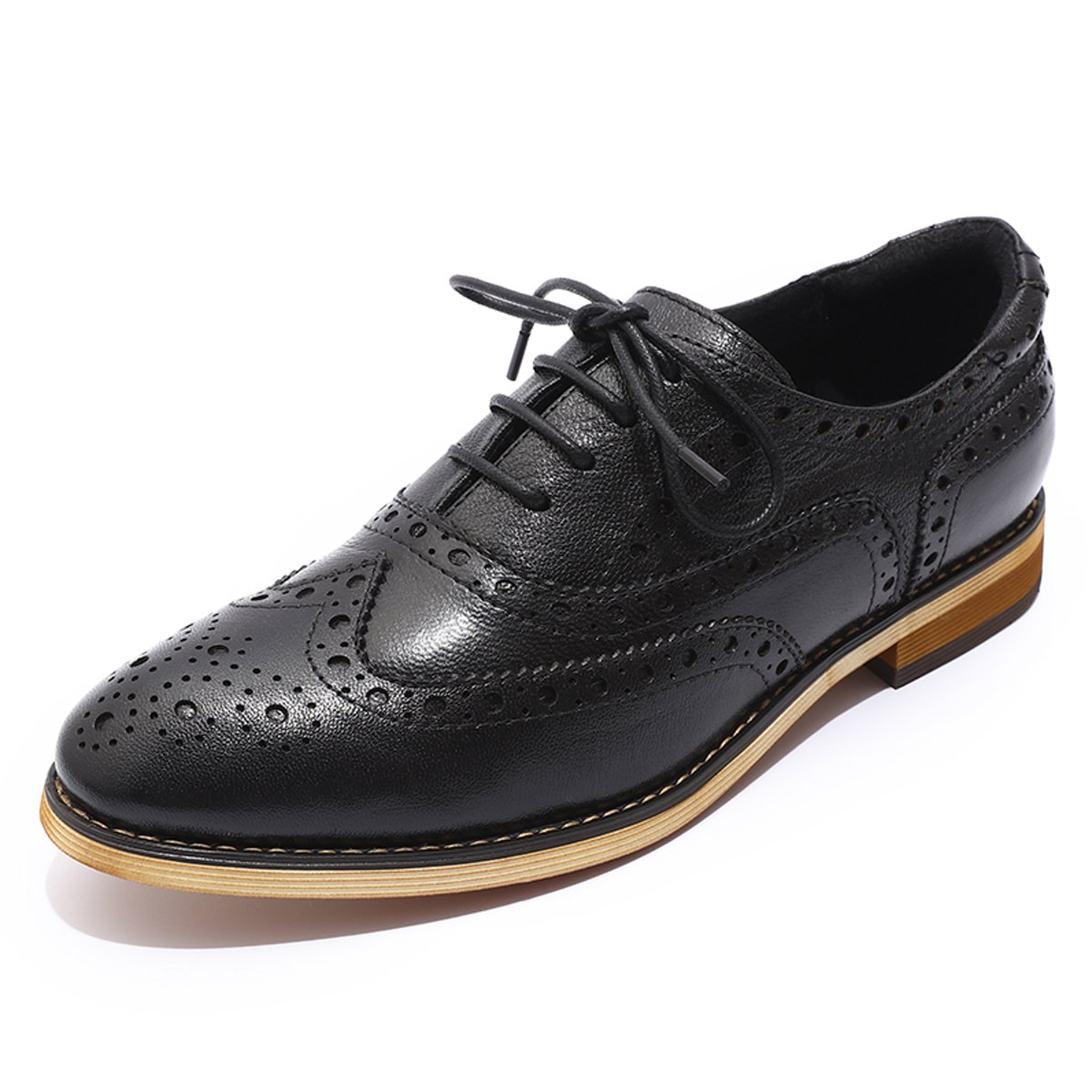 Women's Leather Wingtip Oxford Shoes - Perforated Brogue Lace-Up Design for Ladies | Stylish & Comfortable for Work, Office & Casual Wear