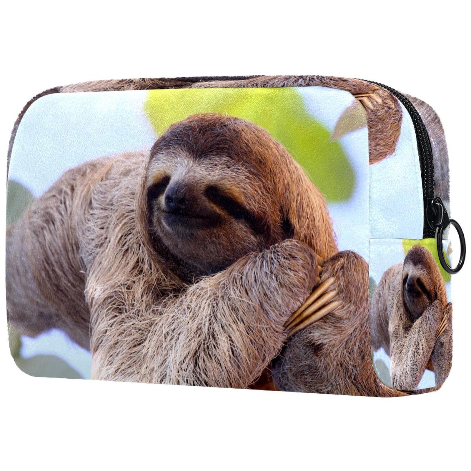 Sloth Print Travel Cosmetic Bags for Women - Waterproof Makeup Organizer with Multiple Pockets, Portable Toiletry Bag for Vacation, Gym & Daily Use