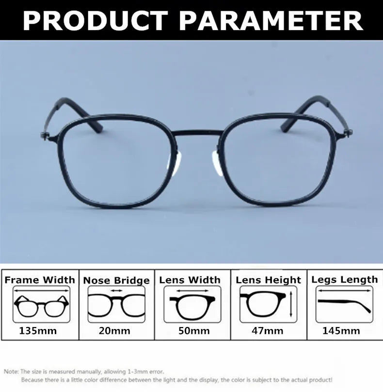 Aimee Unisex Full Rim Square Screwless Titanium Acetate Eyeglasses 9781 - Lightweight Durable Frame for Reading, Work & Everyday Use