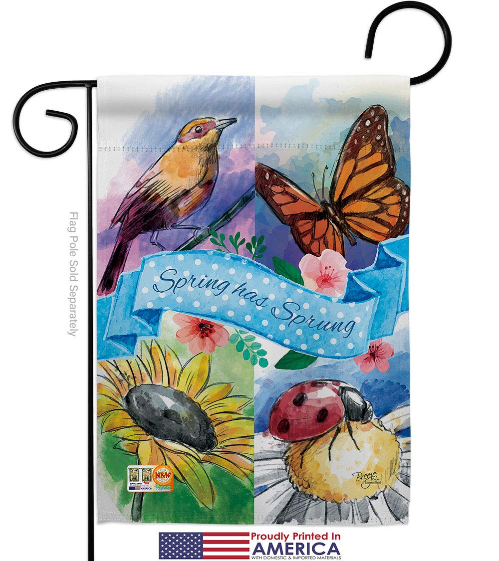 Floral Garden Flag Set with Metal Pole - Spring Decor for Outdoor Yard