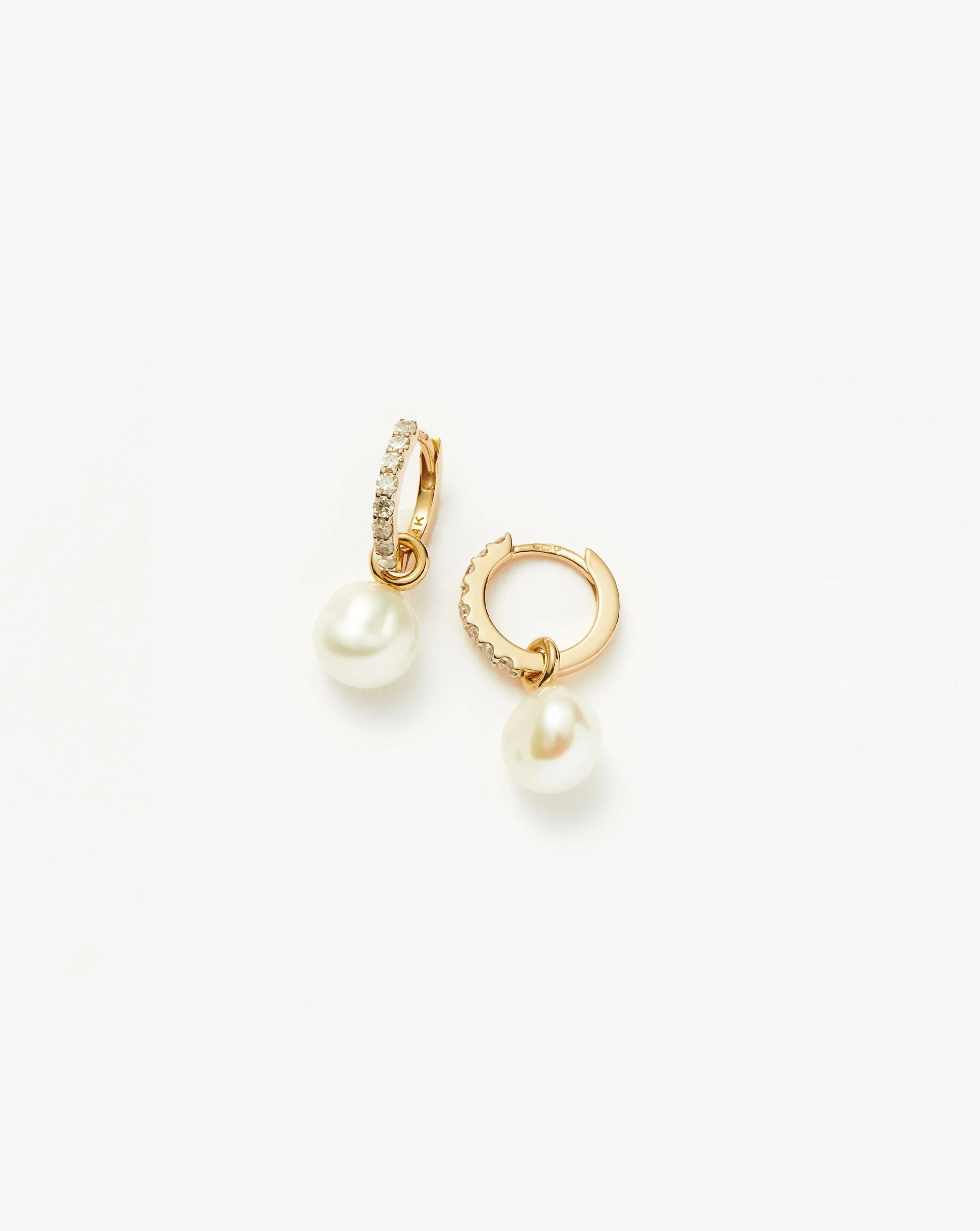 14K Solid Gold Pearl & Diamond Hoop Earrings for Women - Elegant Fine Jewelry Gift for Birthday, Anniversary & Special Occasions