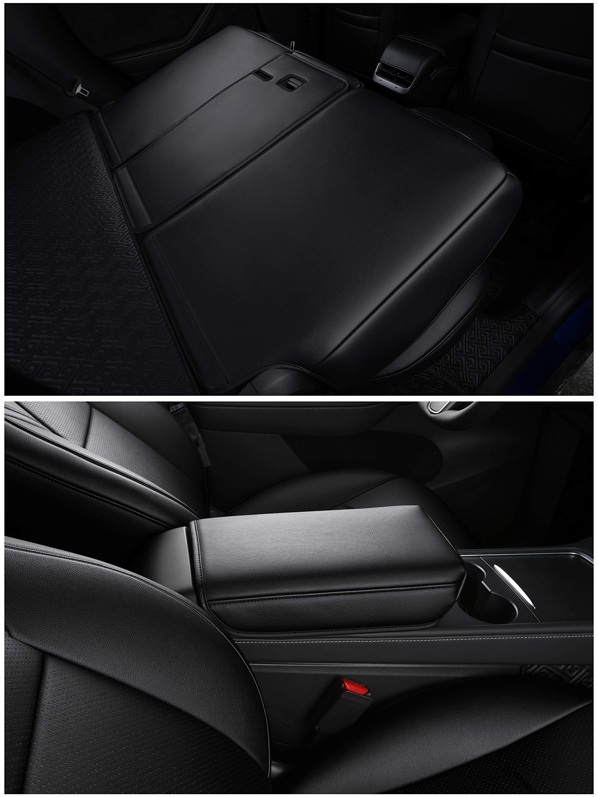 Premium Custom Fit Tesla Model Y Seat Covers (2020-2024) - Synthetic Leather Car Seat Protectors - Lichi Black - Perfect for Road Trips & Daily Commutes