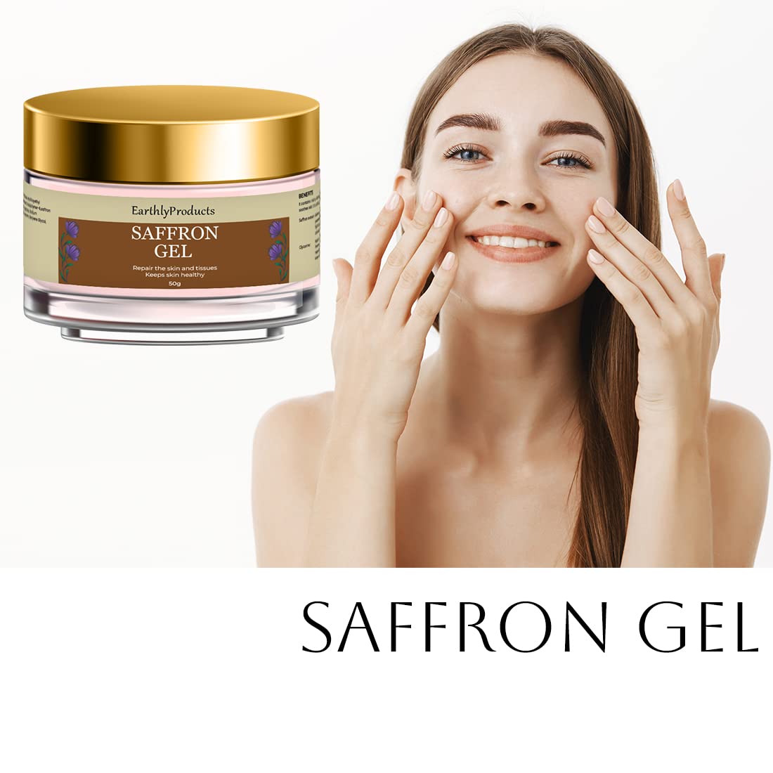 EARTHLY PRODUCTS Saffron Nourishing Face Gel - 50g for Wholesome, Smooth & Moisturized Skin | Daily Hydration & Glow Booster for Radiant Complexion