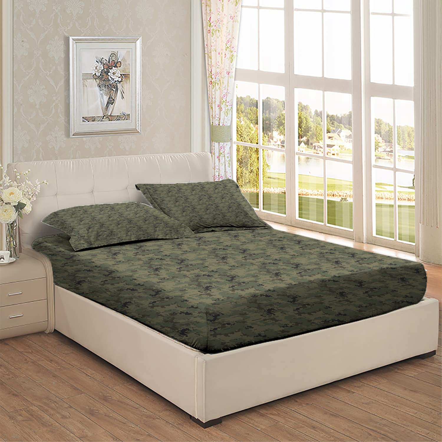 Camouflage Twin/Twin XL Fitted Bed Sheets - Jungle Camo Pattern Ultra Soft Breathable 2-Piece Bedding Set (Army Green) | Perfect for Kids Rooms, Military Themed Decor & Outdoor Enthusiasts