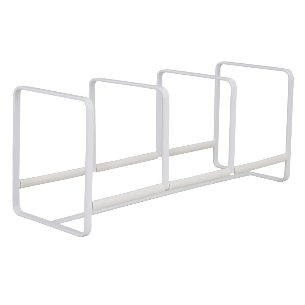 Yamazaki Home 3147 White Small Dish Organizer Tower - Kitchen Cabinet Storage Rack for Plates, Bowls & Cups | Space Saving Solution for Small Kitchens & Pantries