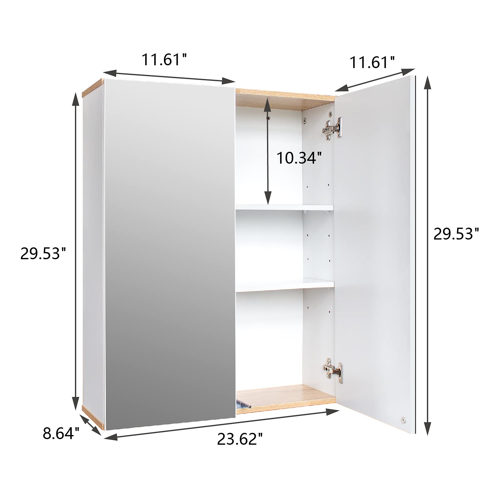HomVent White Wall Mounted Bathroom Mirror Cabinet - Over Vanity Medicine Storage with Double Doors & Adjustable Shelf, Space Saving MDF Board (2-Door) - Perfect for Small Bathrooms, Apartments & Modern Home Decor