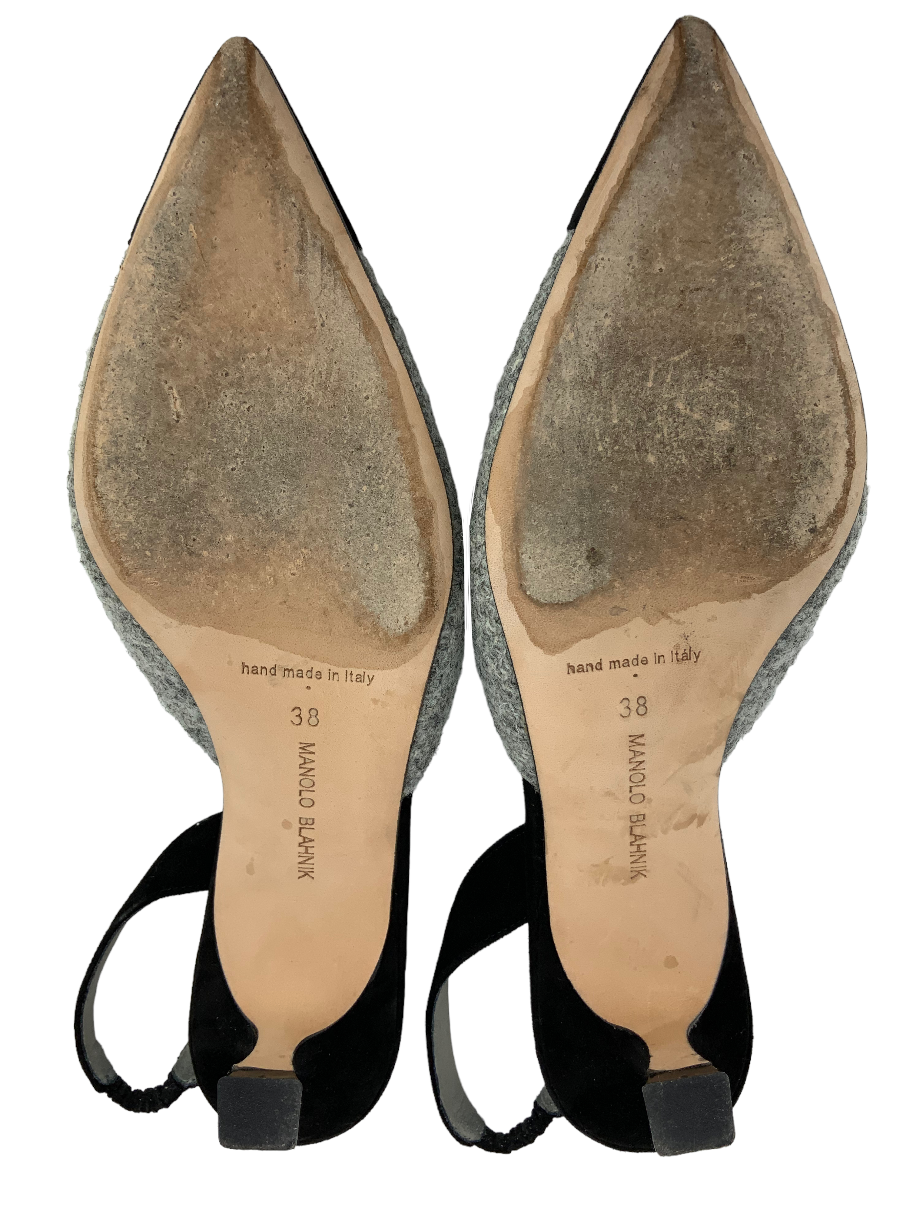 Manolo Blahnik Tweed Carolyne Slingback Pumps - Women's Size 8 (US) | Elegant Heels for Weddings, Parties & Special Occasions