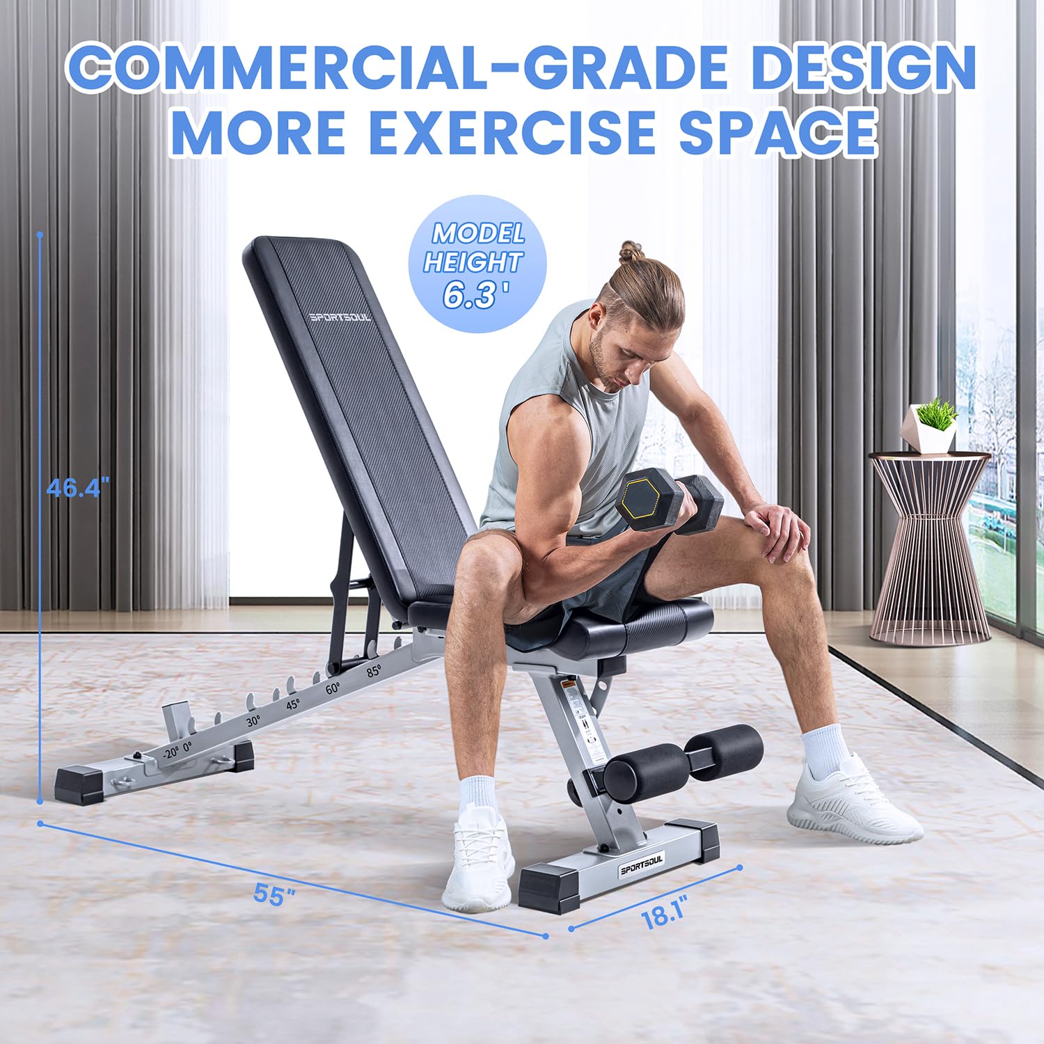 **Heavy Duty Adjustable Weight Bench for Home Gym - Strength Training & Weightlifting with Upgraded Breathable Leathaire Material (Black) - Perfect for Full-Body Workouts, Dumbbell Exercises & Home Fitness**