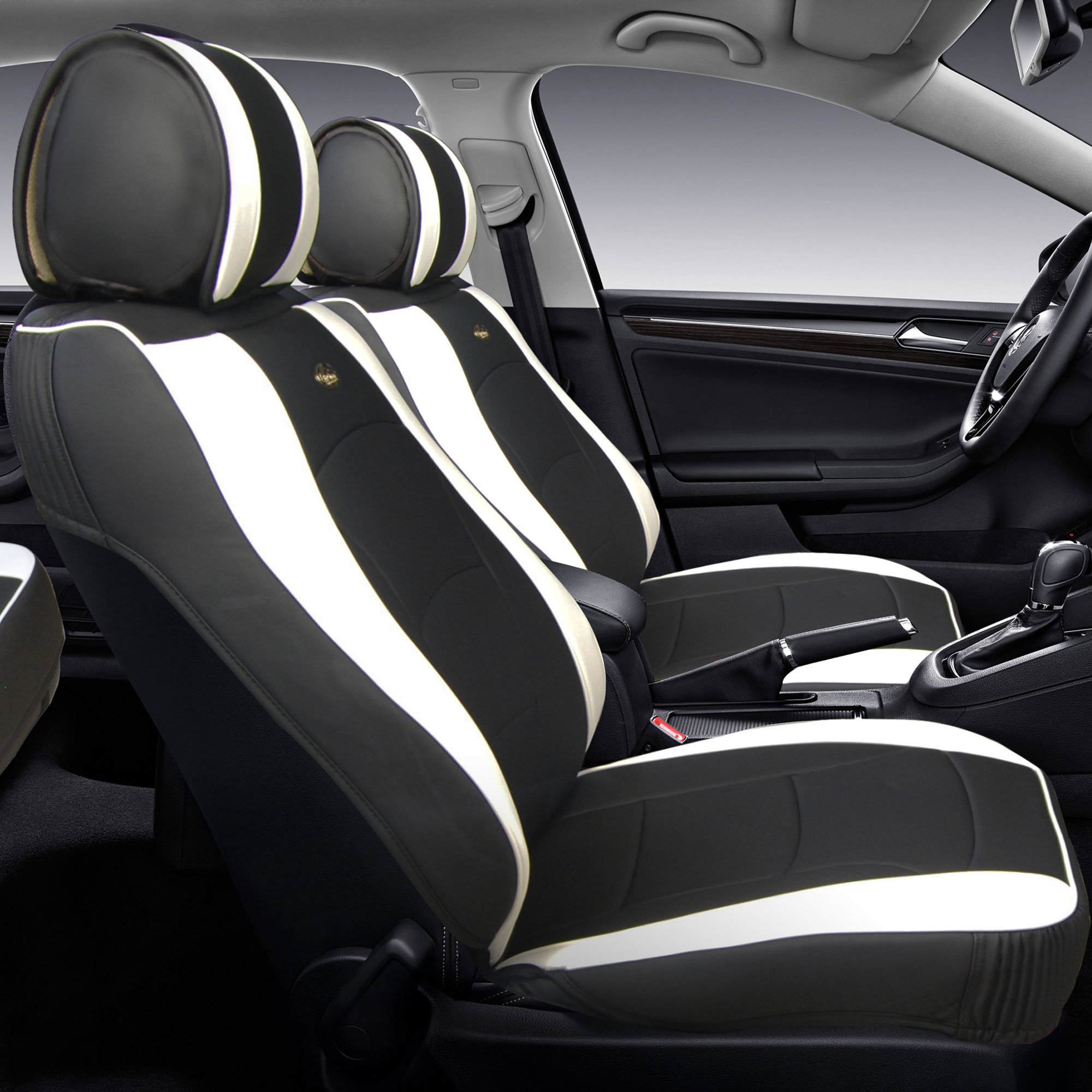 FH Group 2-Pack Faux Leather Car Seat Covers - Waterproof Universal Fit for Cars/Trucks/SUVs - Driving Comfort