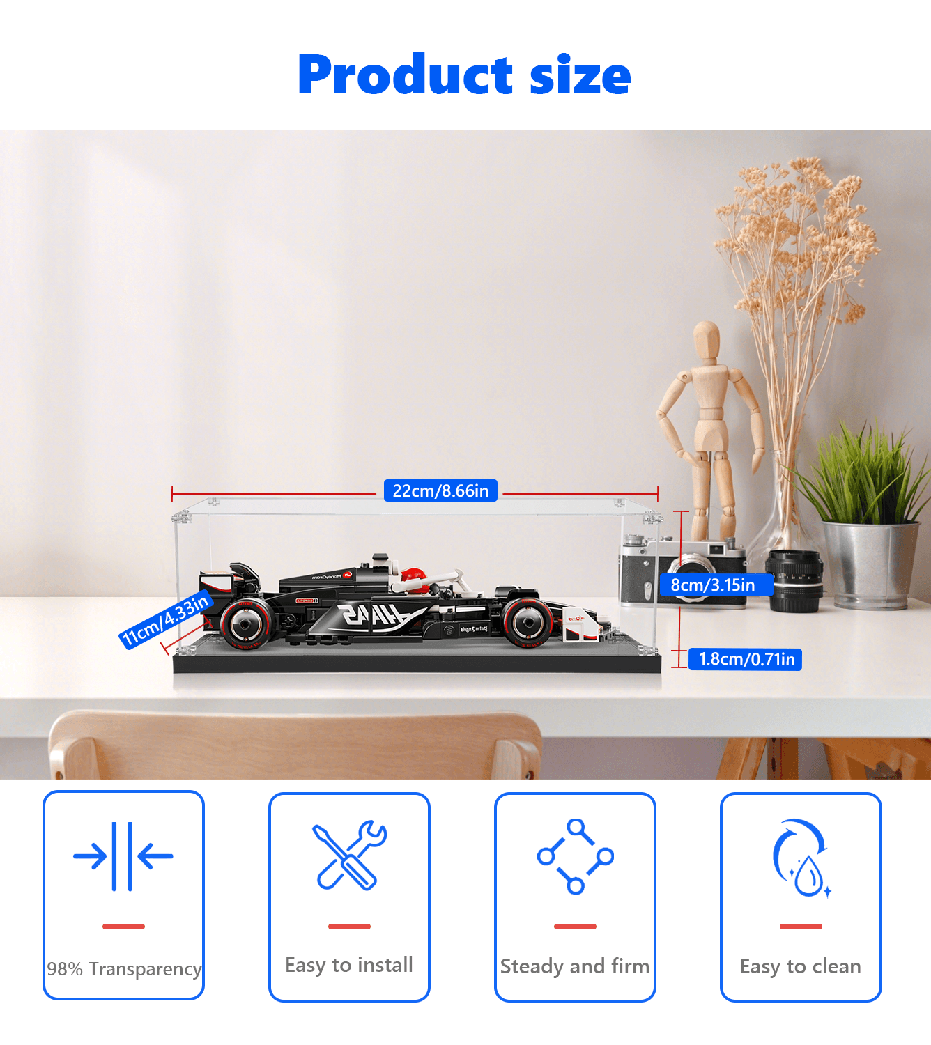 LEGO MoneyGram Haas F1 Team 1:32 Scale Display Case - Perfect for Showcasing 77250 Model Car Collection - Home & Office Decor for LEGO Enthusiasts