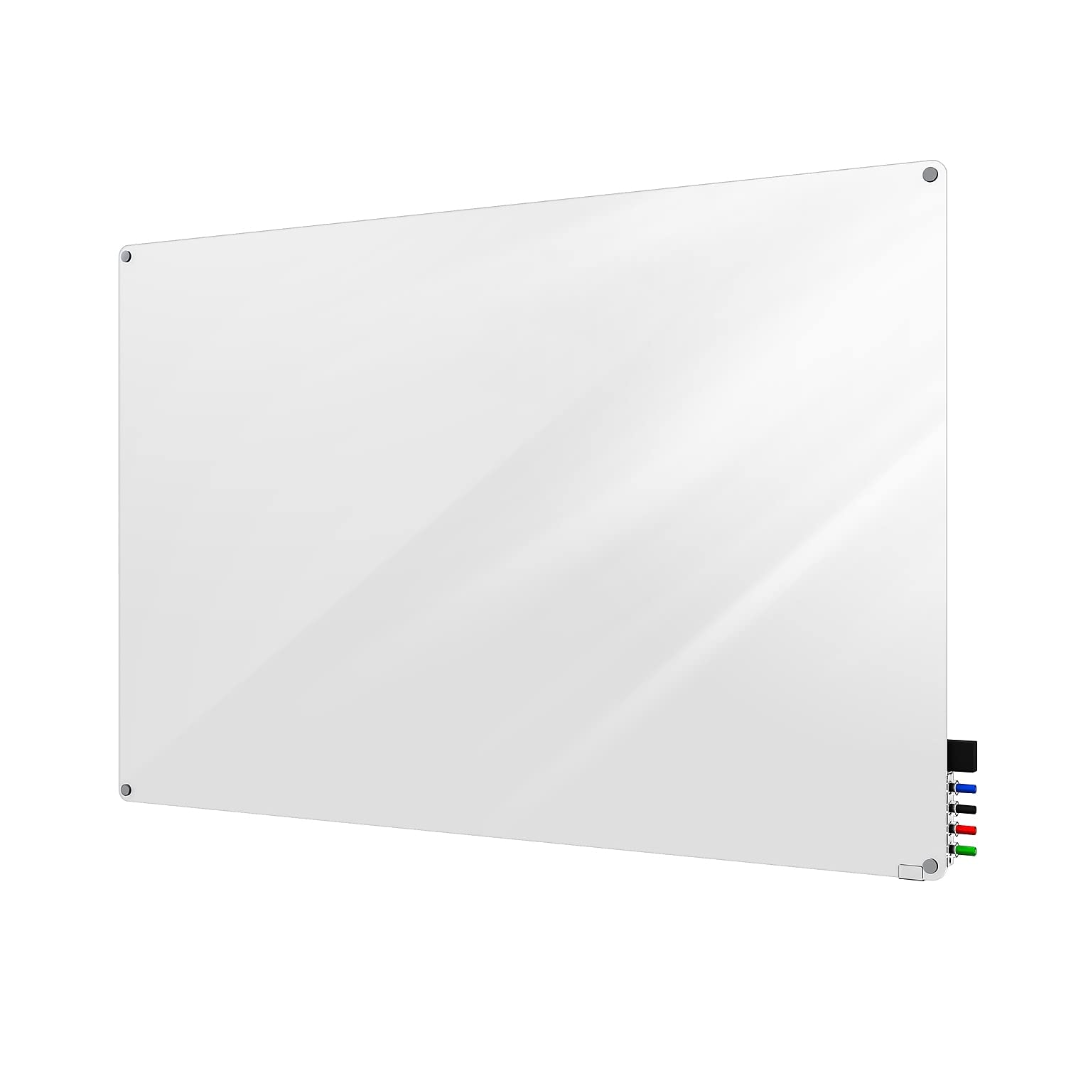 4'x6' Harmony Glass Whiteboard with Radius Corners - Premium White Dry Erase Board Includes 4 Markers & Eraser - Perfect for Office, Classroom & Home Use