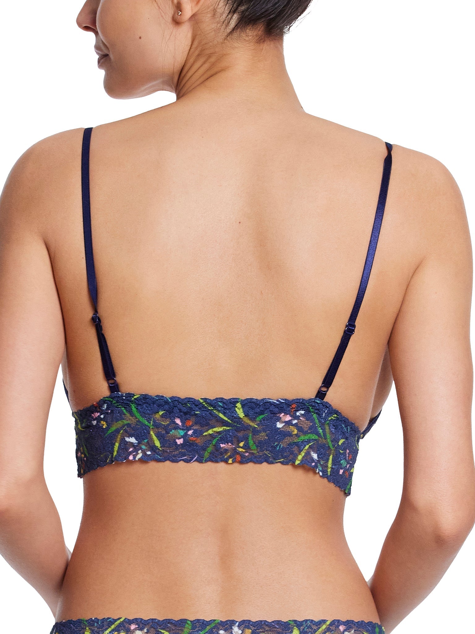 Printed Signature Lace Padded Triangle Bralette - Comfortable Wireless Bra for Women, Soft Stretch Fabric, Everyday Wear & Layering