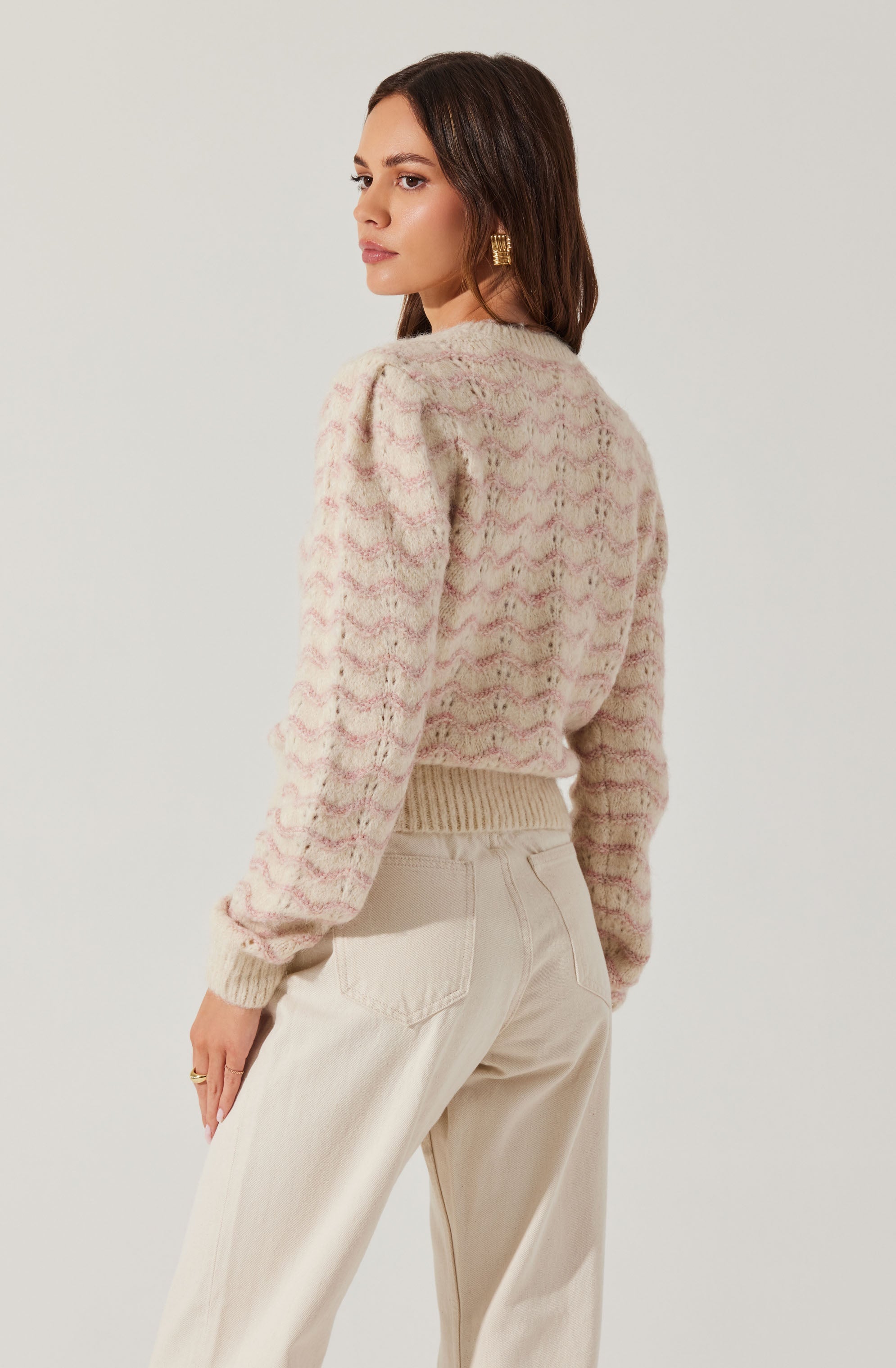 Jaylani Women's Striped Pointelle Knit Sweater - Soft & Cozy Pullover for Fall & Winter, Perfect for Casual Outfits and Layering