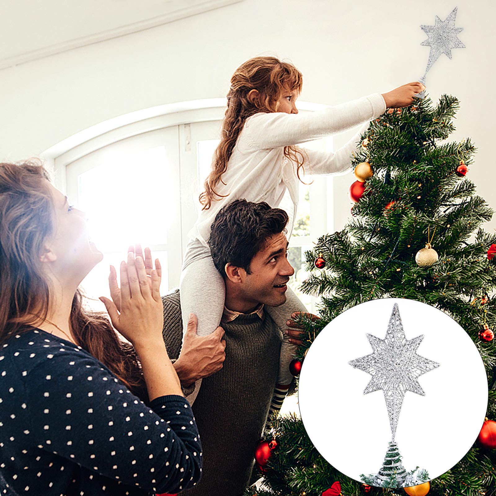 Christmas Tree Star Topper - Xmas Tree Decor for Party & Home