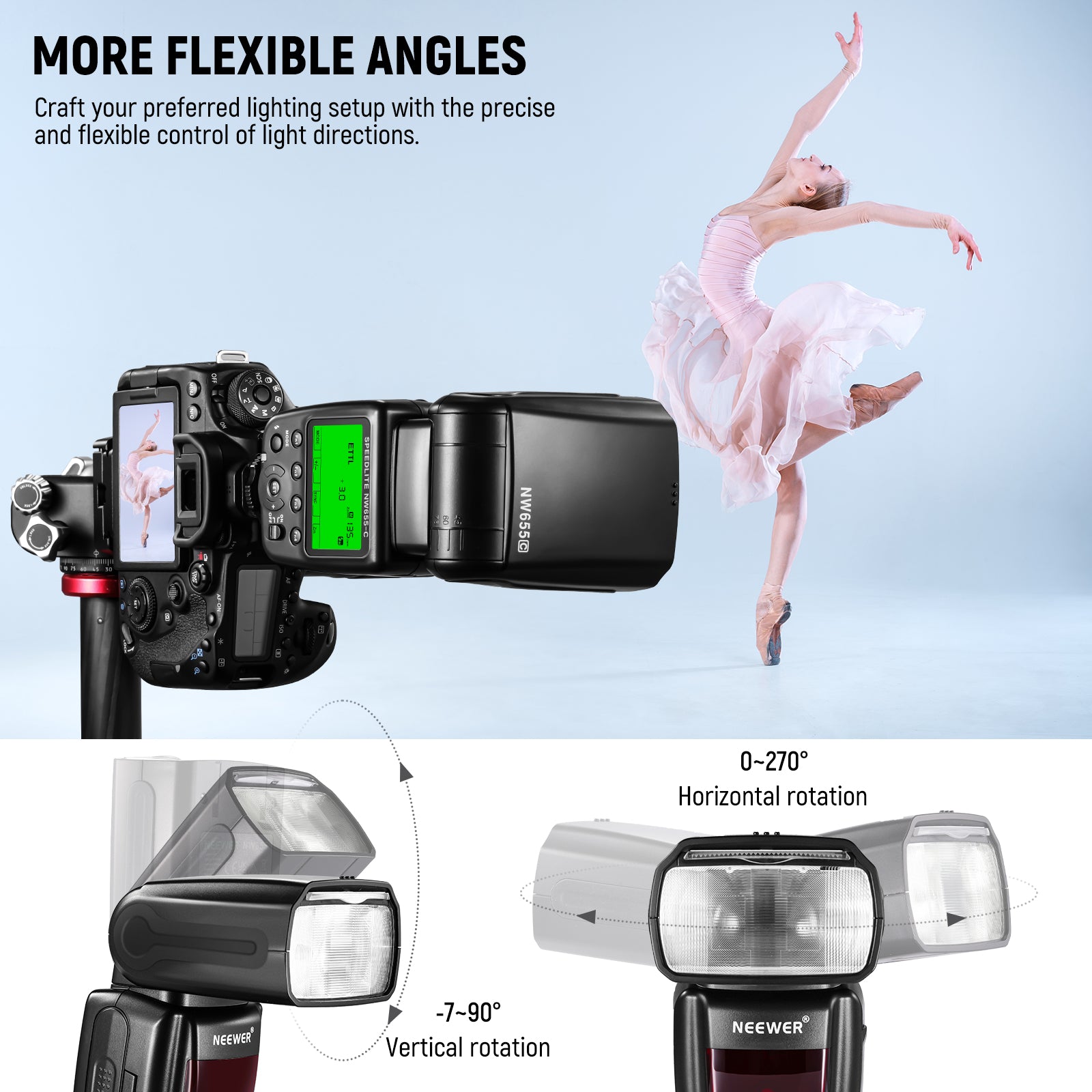 NEEWER NW655 TTL Flash Speedlite for Canon Nikon Sony DSLR Cameras - Professional Photography Lighting for Portraits, Events & Studio Shoots