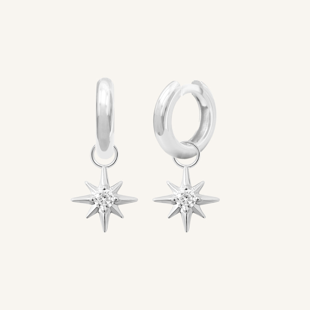 Contentment Star Plain Hoops - Minimalist Sterling Silver Earrings for Women | Everyday Wear, Gift Giving & Special Occasions
