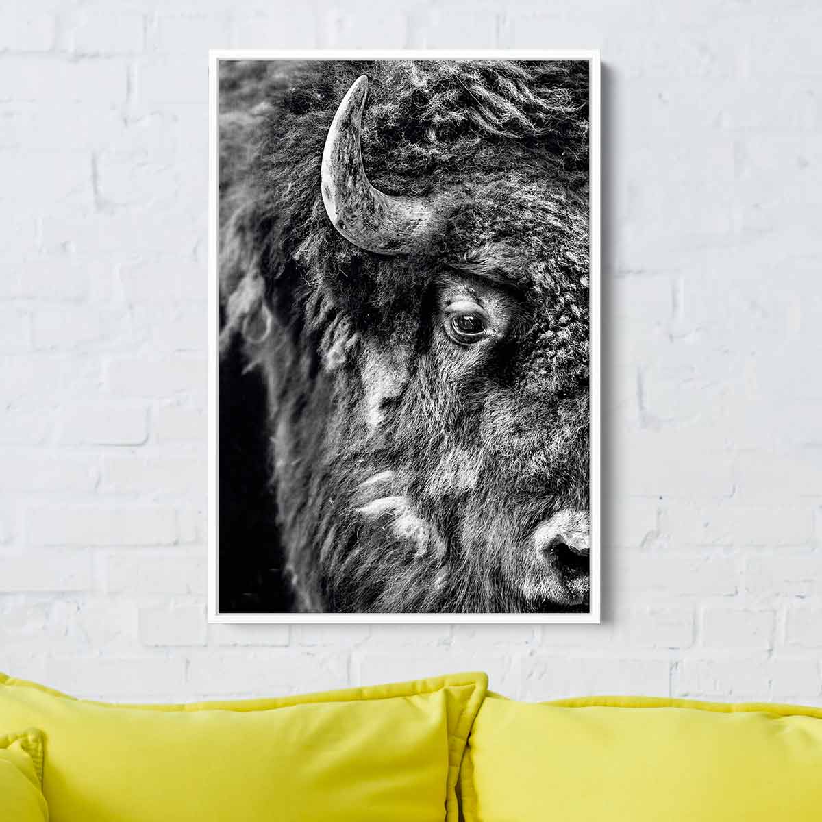 Black Bison Wall Art Canvas Print - Modern Wildlife Home Decor for Living Room, Bedroom & Office | Premium 9816 Series