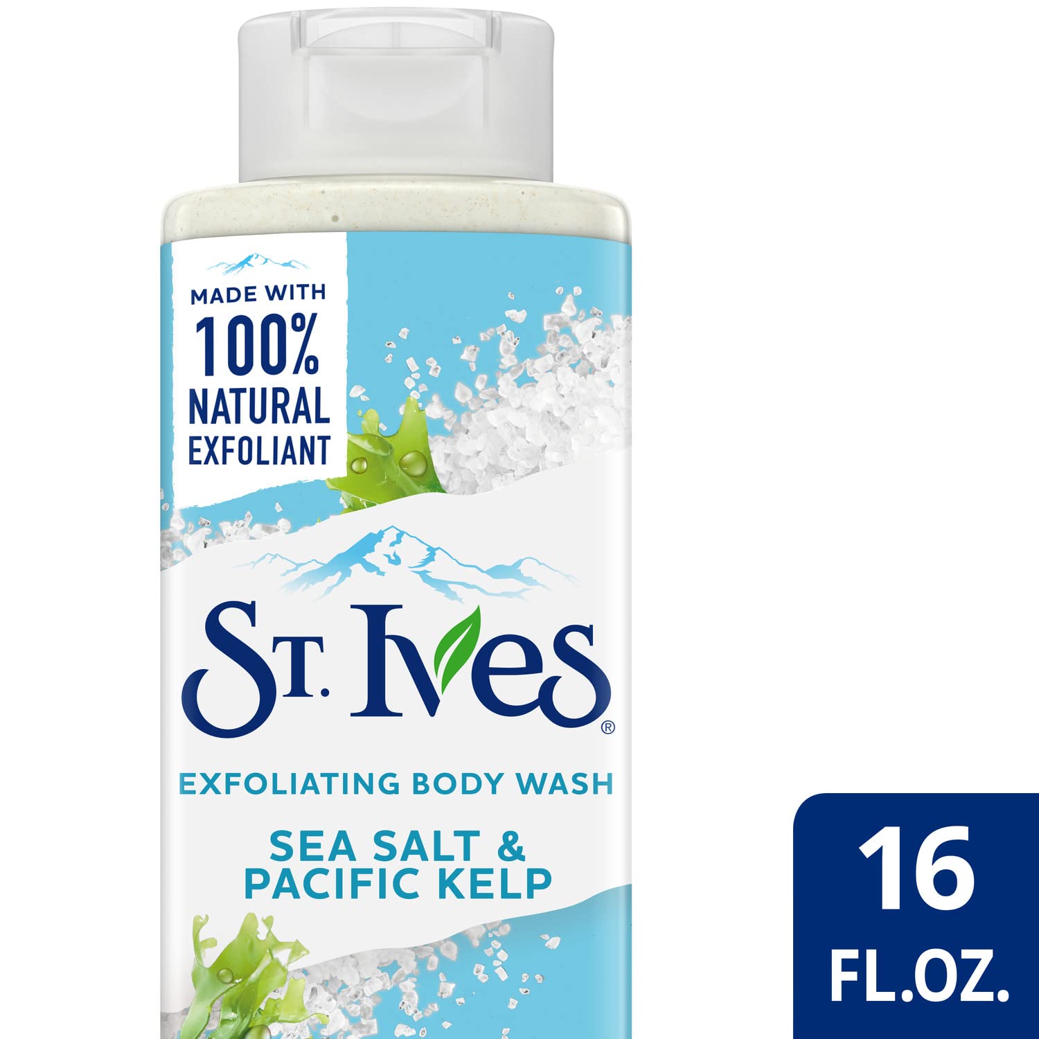 St. Ives Exfoliating Body Wash with Sea Salt & Pacific Kelp - Natural Body Scrub for Glowing Skin, 16 Oz (Pack of 3) | Plant-Based Exfoliants for Smooth Skin | Perfect for Shower, Bath & Spa Day Self-Care Routine